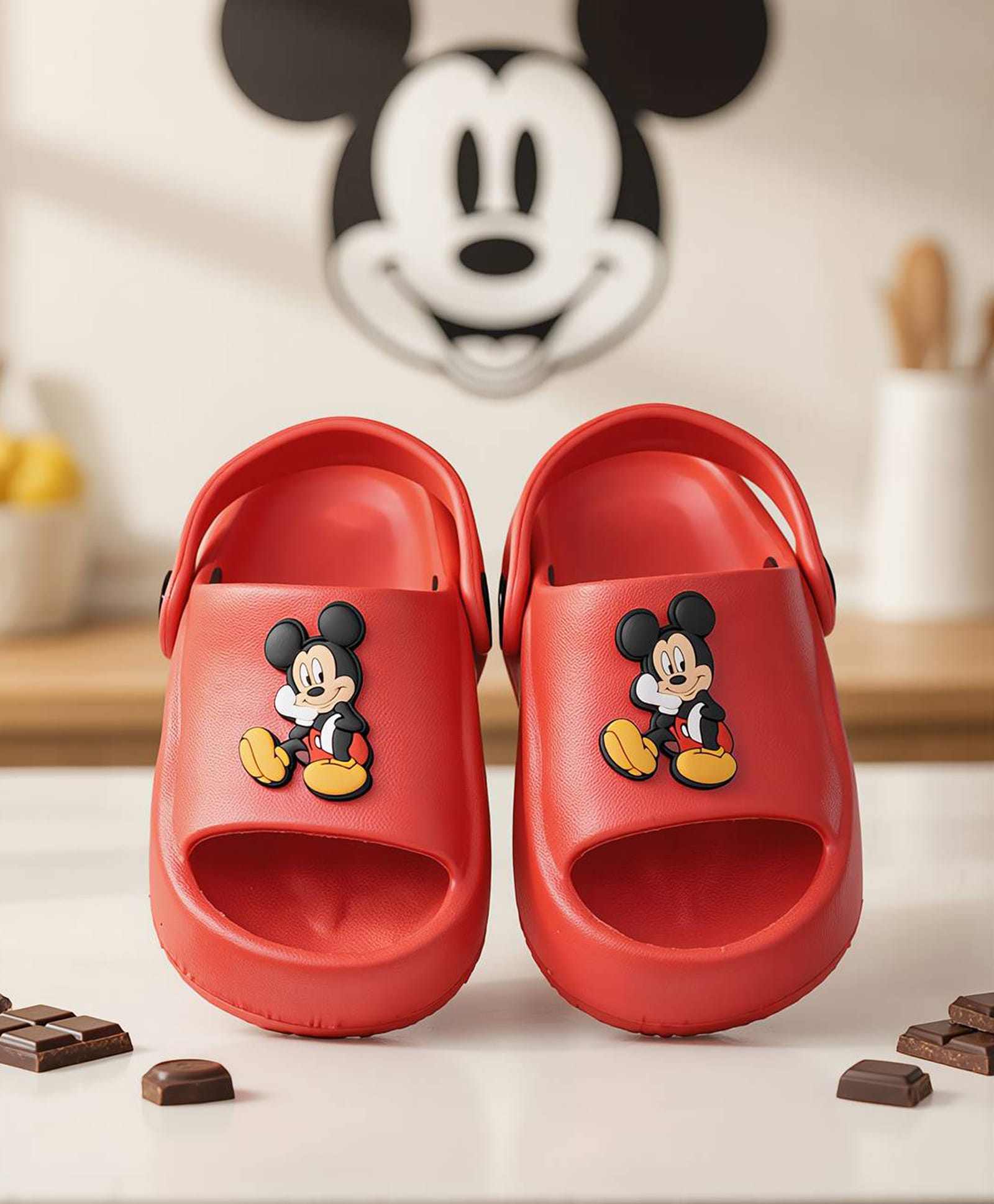 Yellow Bee Disney Featuring Mickey Mouse Applique Detailed Slingback Sandals - Red-picture-15