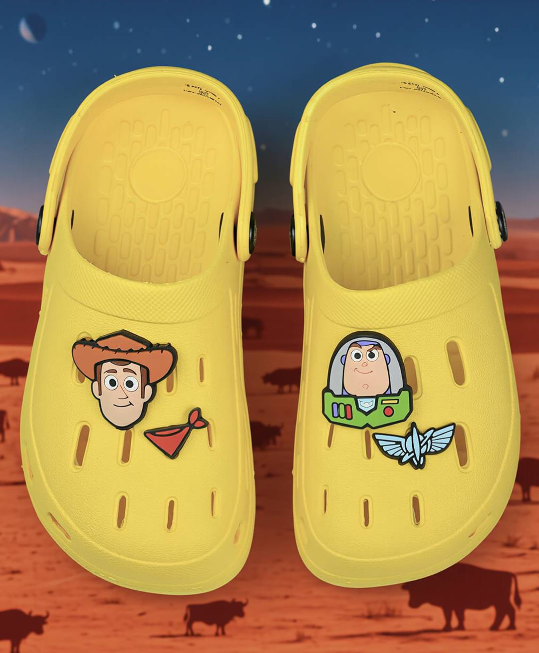 Yellow Bee Disney Pixar Featuring Toy Story Woody & Buzz Applique Design Slingback Clogs - Yellow-picture-15