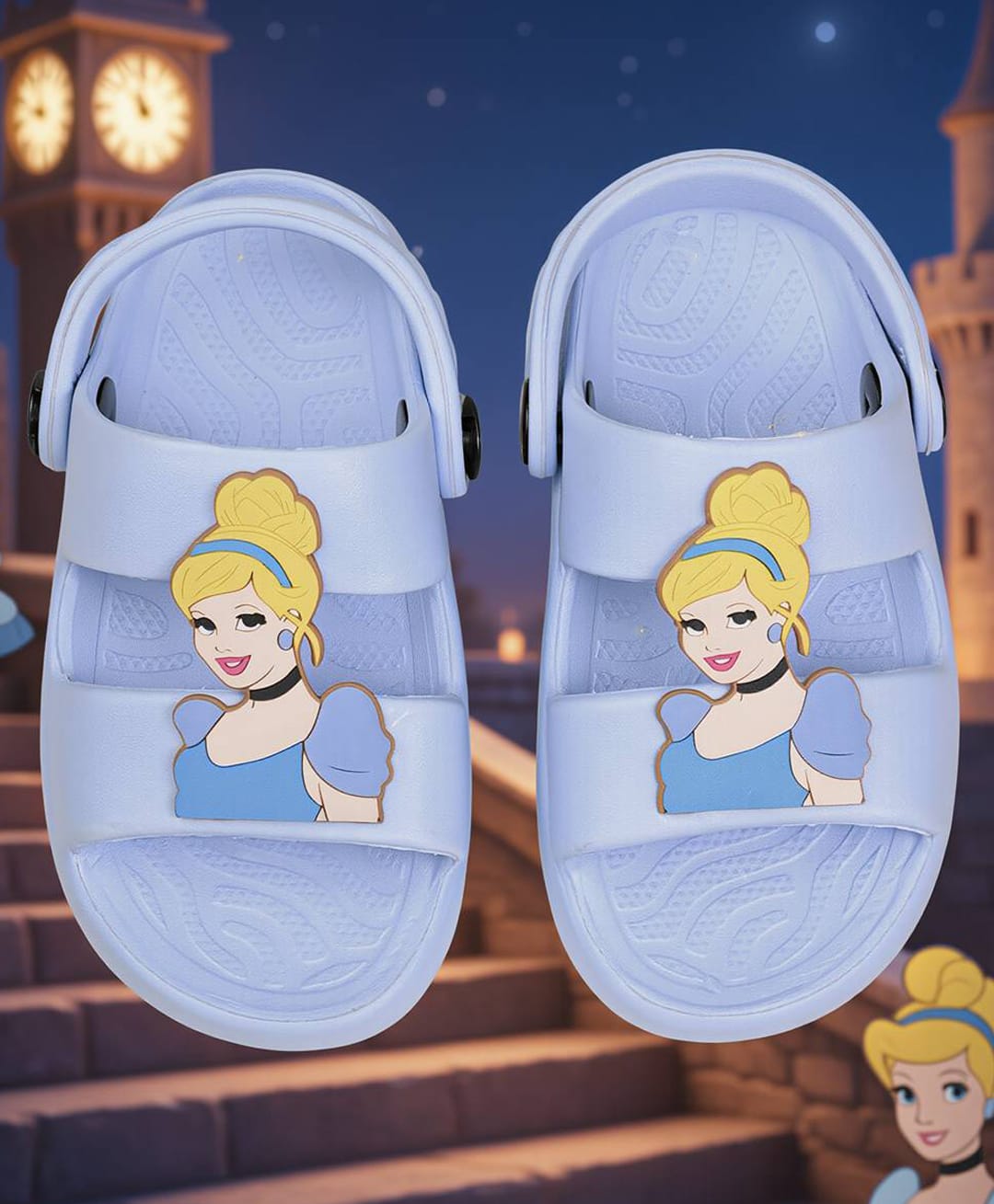 Yellow Bee Disney Princess Featuring Cinderella Applique Design Sandals - Light Blue-picture-12