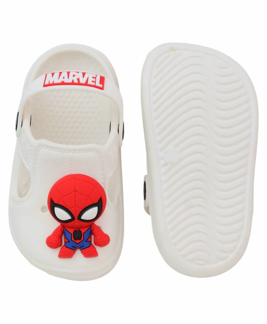 Yellow Bee Marvel Featuring Spider Man Applique Design Slingback Clogs - White-picture-26