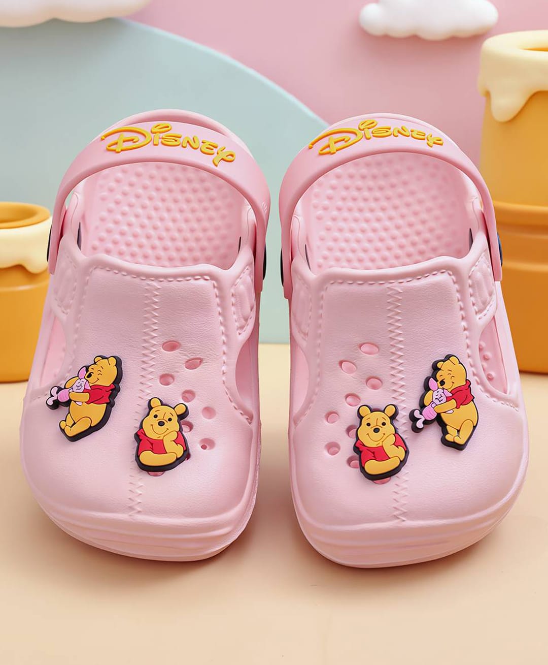 Yellow Bee Disney Featuring Winnie The Pooh Applique Design Slingback Clogs - Pink-picture-27