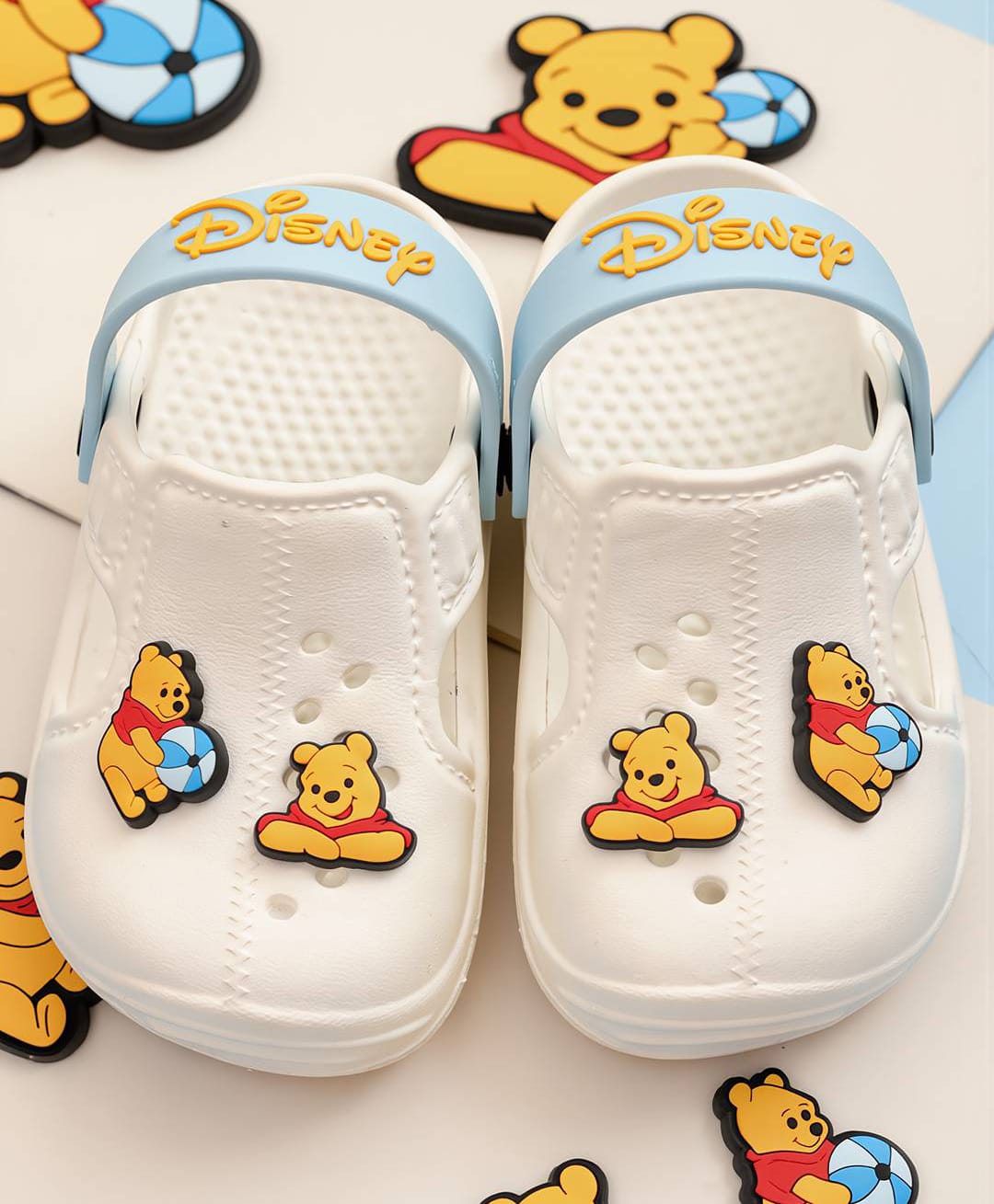 Yellow Bee Disney Featuring Winnie The Pooh Applique Design Slingback Clogs - White-picture-15