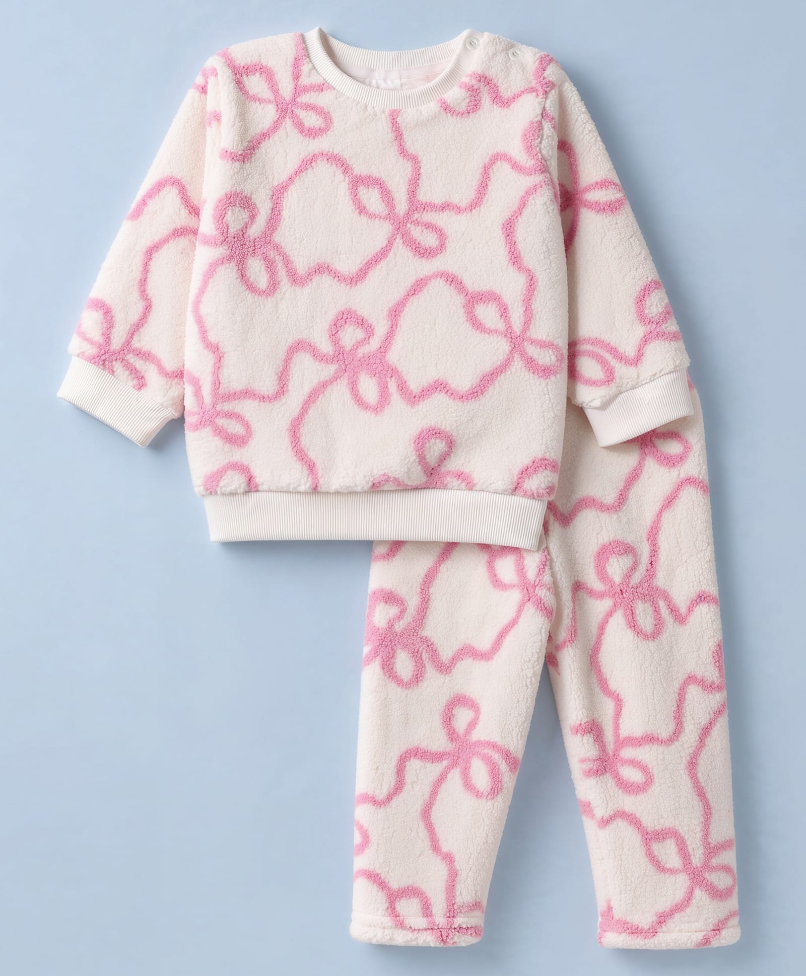 Babyhug Fur Woven Full Length Printed Winter Wear Co-Ords Suit - Pink-image-15