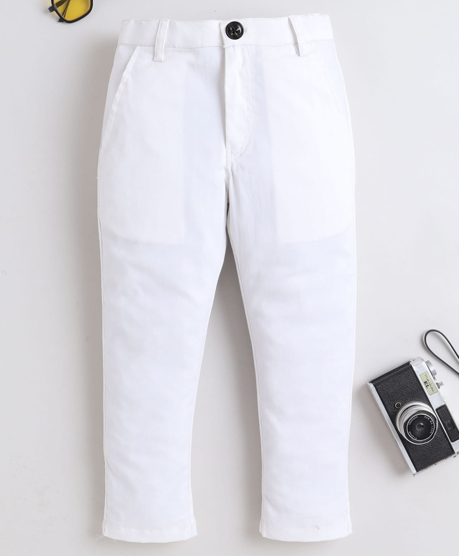 BAATCHEET Cottton Woven Solid Trousers - White-picture-23