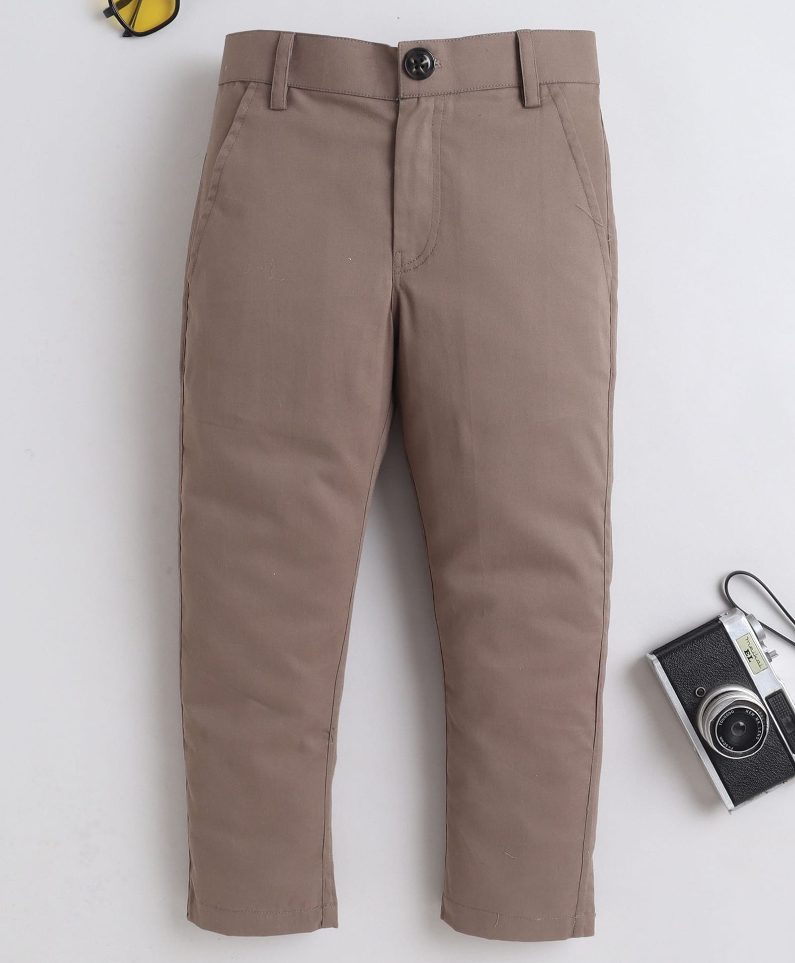 BAATCHEET Cottton Woven Solid Trousers - Brown-picture-19