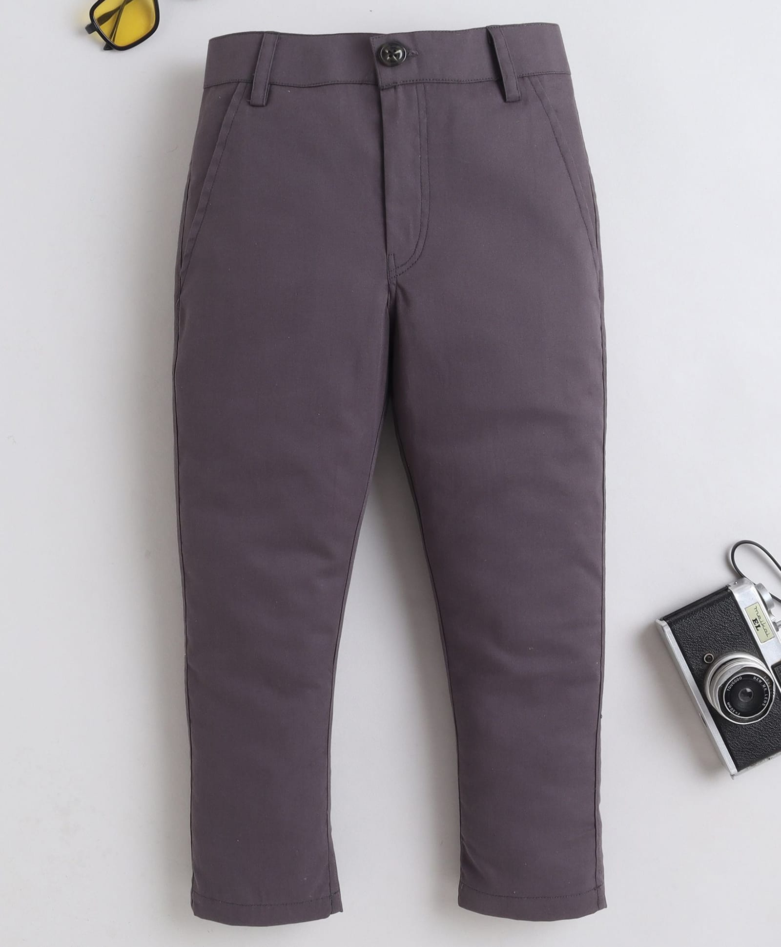 BAATCHEET Cottton Woven Solid Trousers - Grey-picture-12