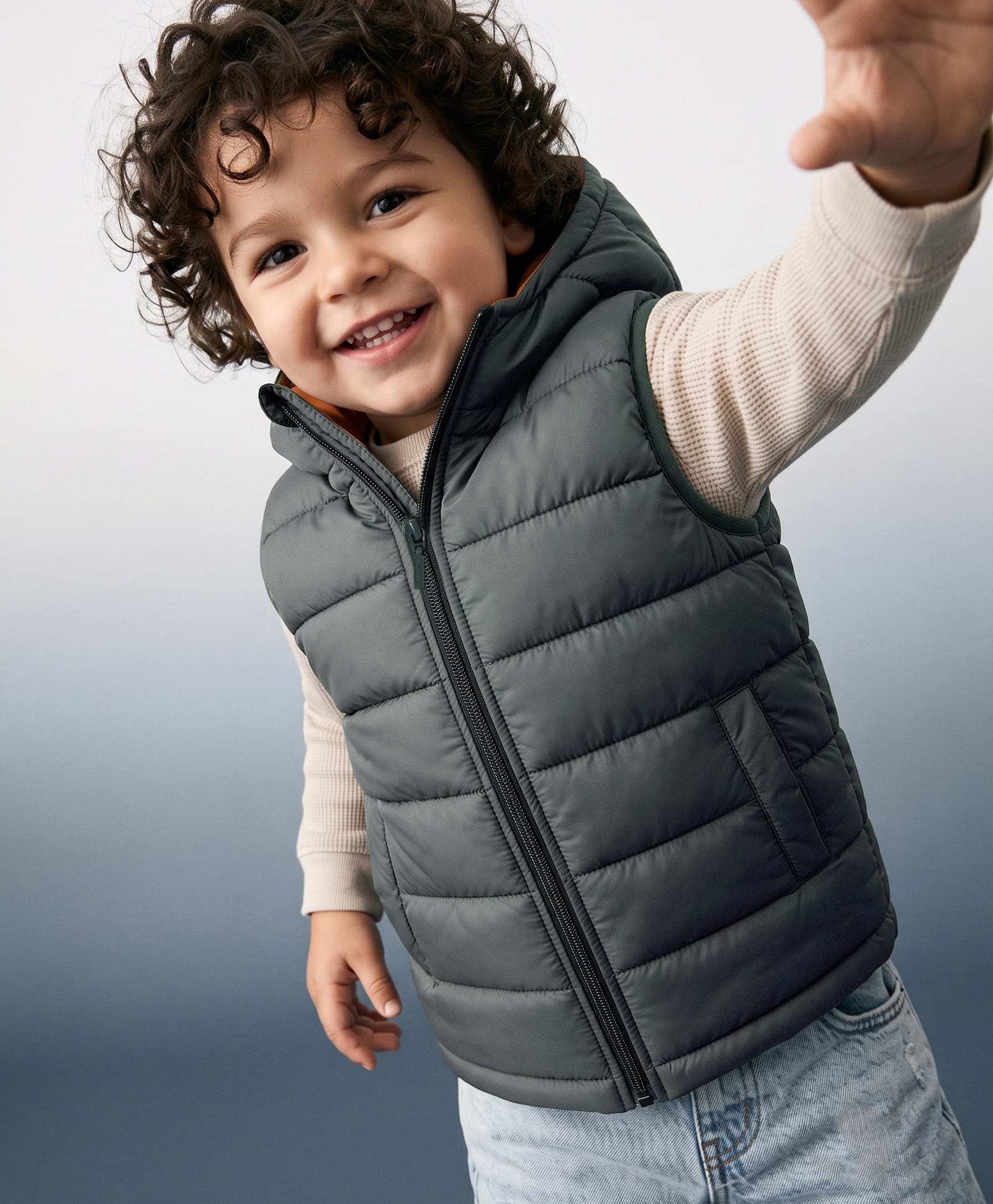 Babyhug Woven Sleeveless Jacket with Hood - Olive Green-image-42