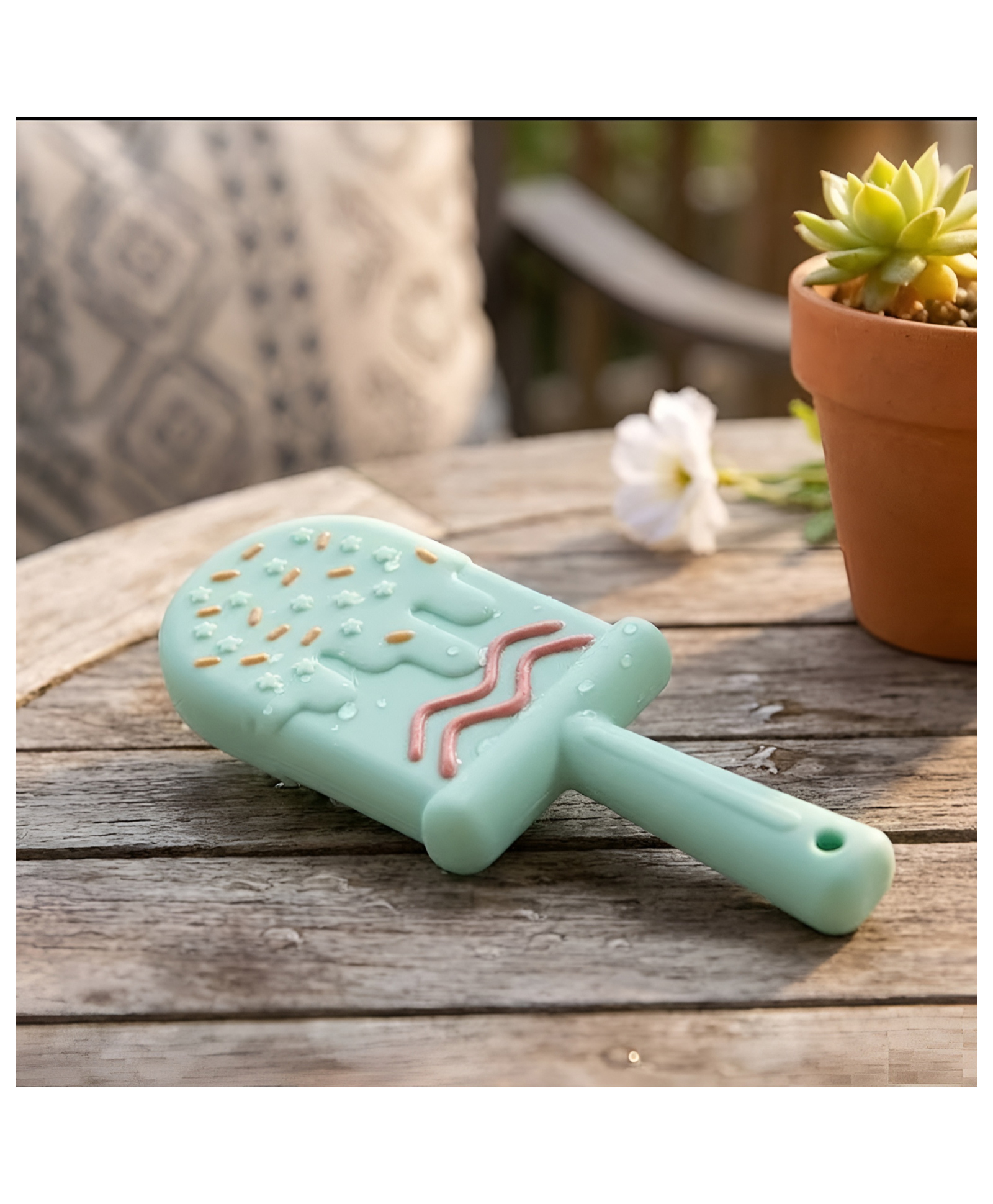 COZY VIBES Silicone Ice-Cream Shape Teether BPA-Free Soft Silicone Teether for Babies Natural Organic Freezer-Safe Teething Toy for Toddlers | Gum Pain Relief Teether - PACK OF 1 - COLOR MAY VARY-image-30