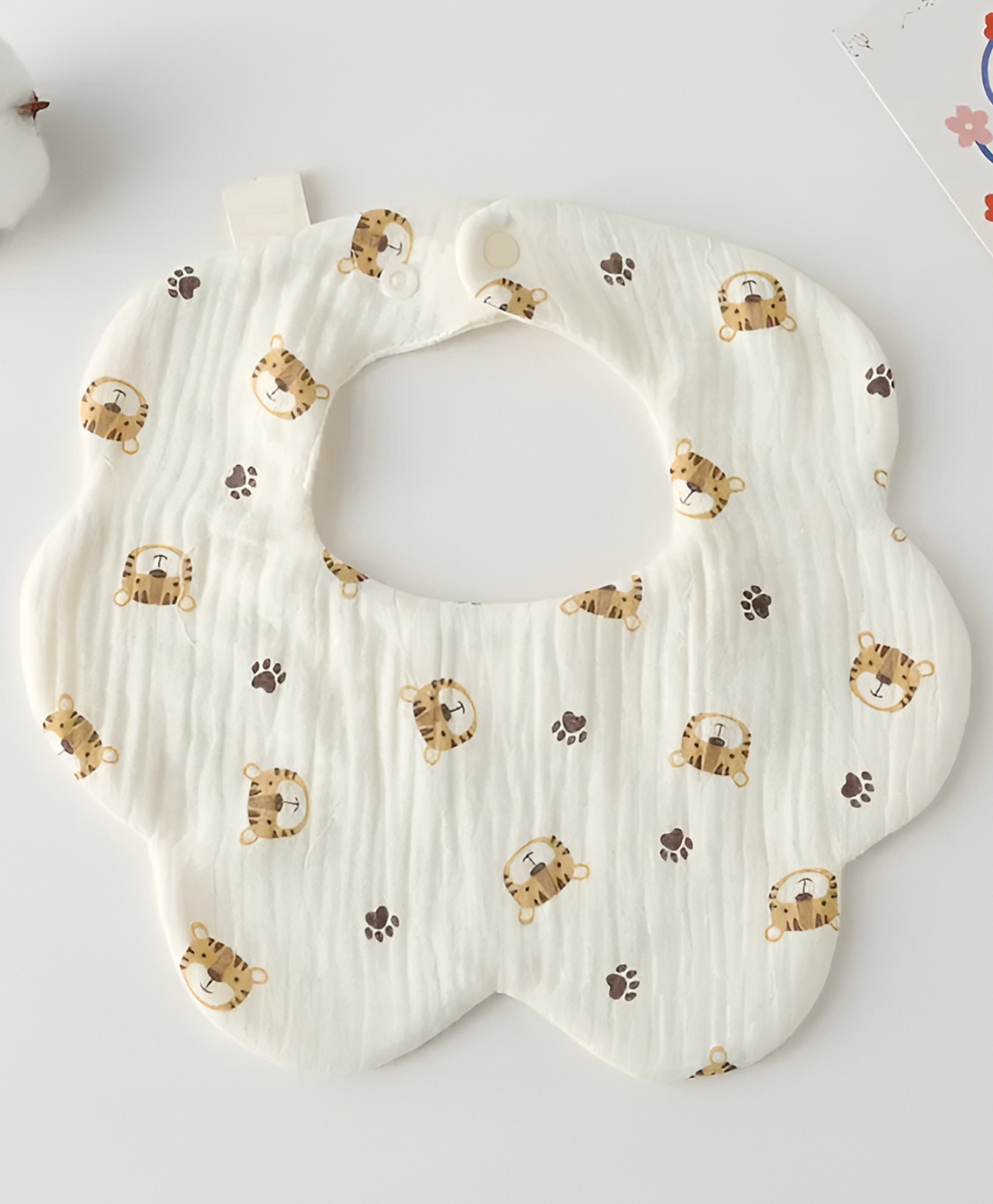 COZY VIBES Flower Cut Cotton Baby Bibs Organic Cotton Baby Bibs | Super Absorbent Bandana For Drooling Teething Feeding Bibs - PACK OF 1 - COLOR MAY VARY-image-12