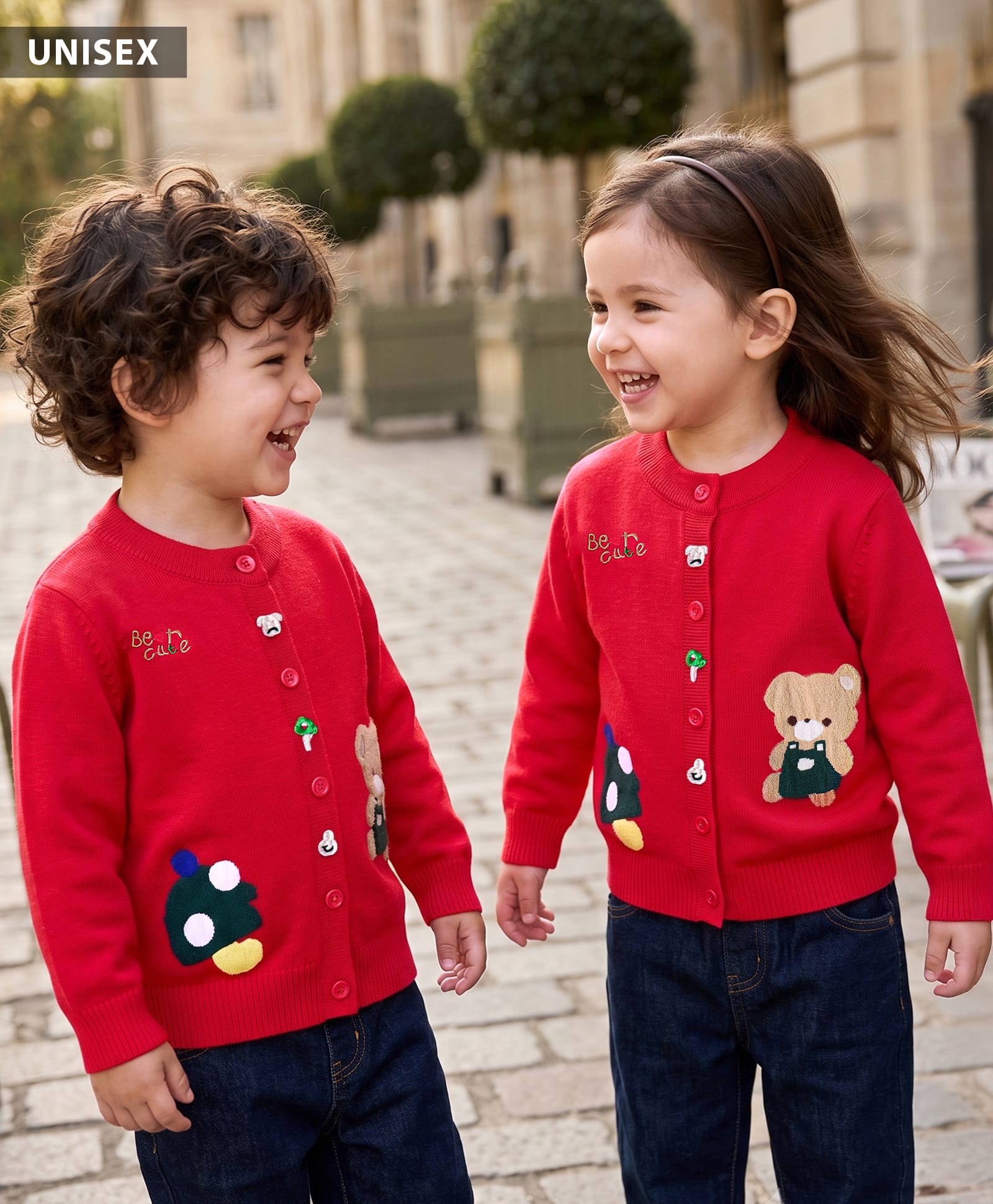 Mark & Mia Viscose Full Sleeves Front Open Sweaters with Teddy Design - Red-picture-34