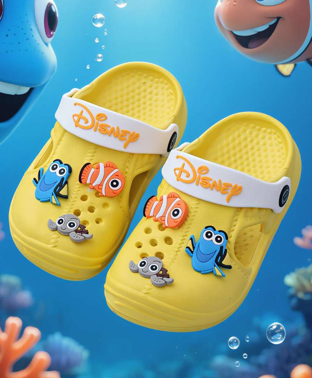 Yellow Bee Disney Featuring Nemo & Dory Theme Applique Detailed Slingback Clogs - Yellow-picture-23
