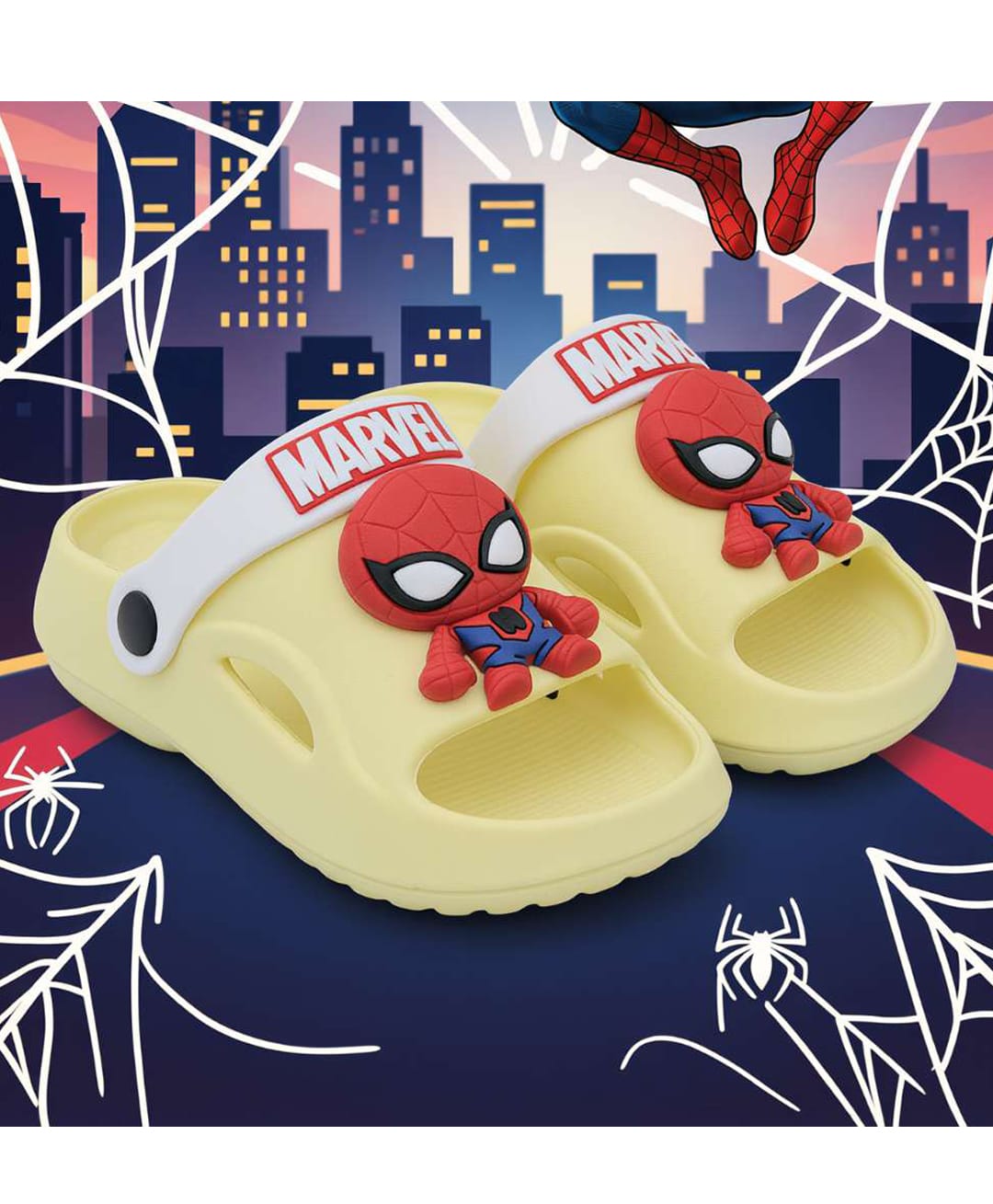 Yellow Bee Marvel Featuring Spiderman Applique Detailed Slingback Sandals - Yellow-picture-27