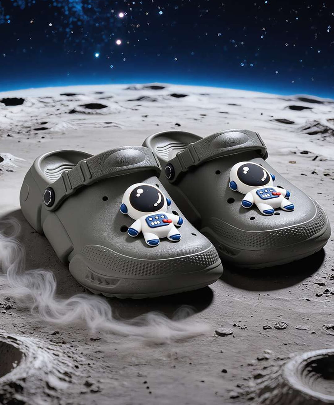 Yellow Bee Astronaut Applique Detailed Slingback Clogs - Grey-image-36