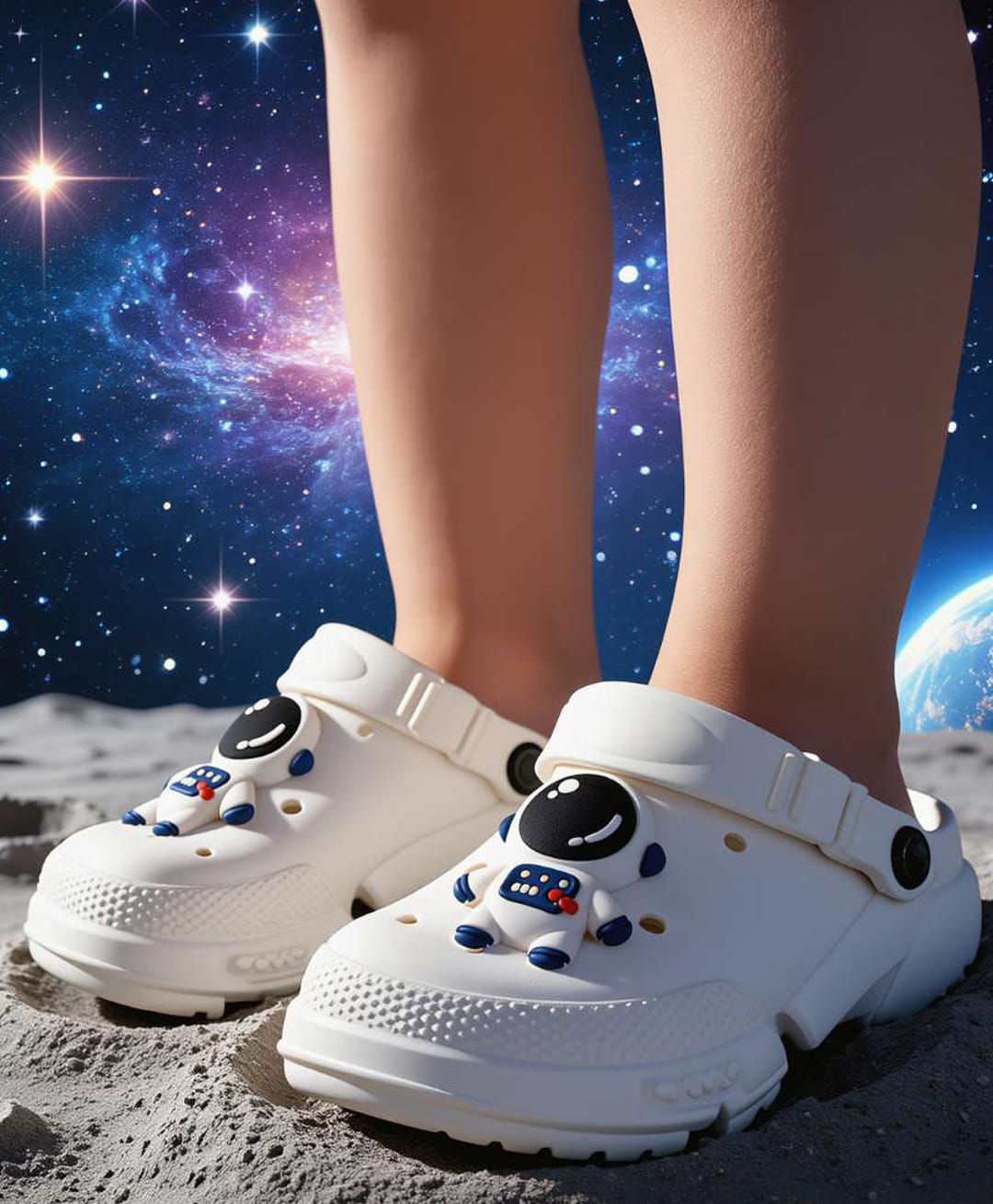 Yellow Bee Astronaut Applique Detailed Slingback Clogs - White-picture-24