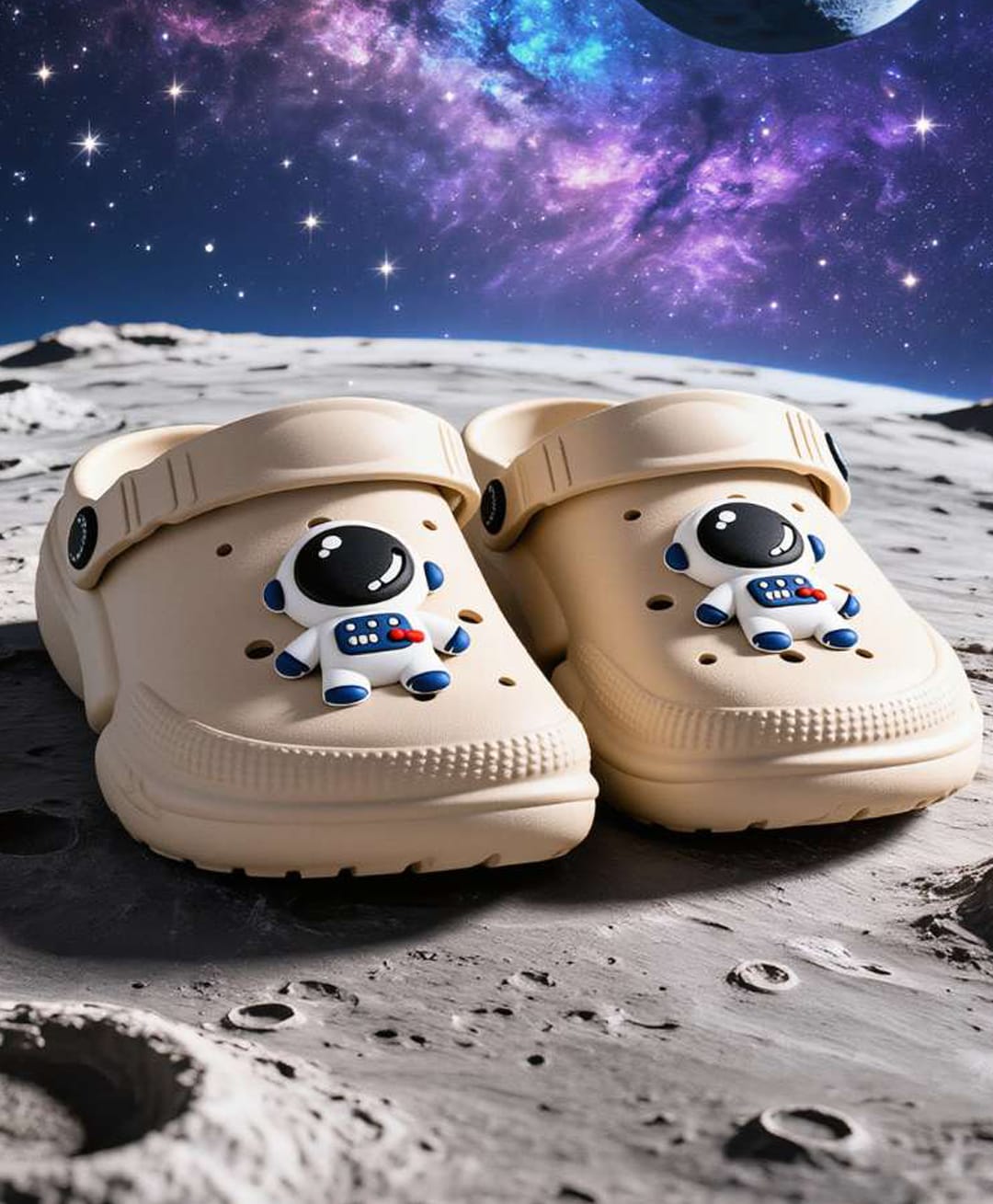 Yellow Bee Astronaut Applique Detailed Slingback Clogs - Beige-image-34
