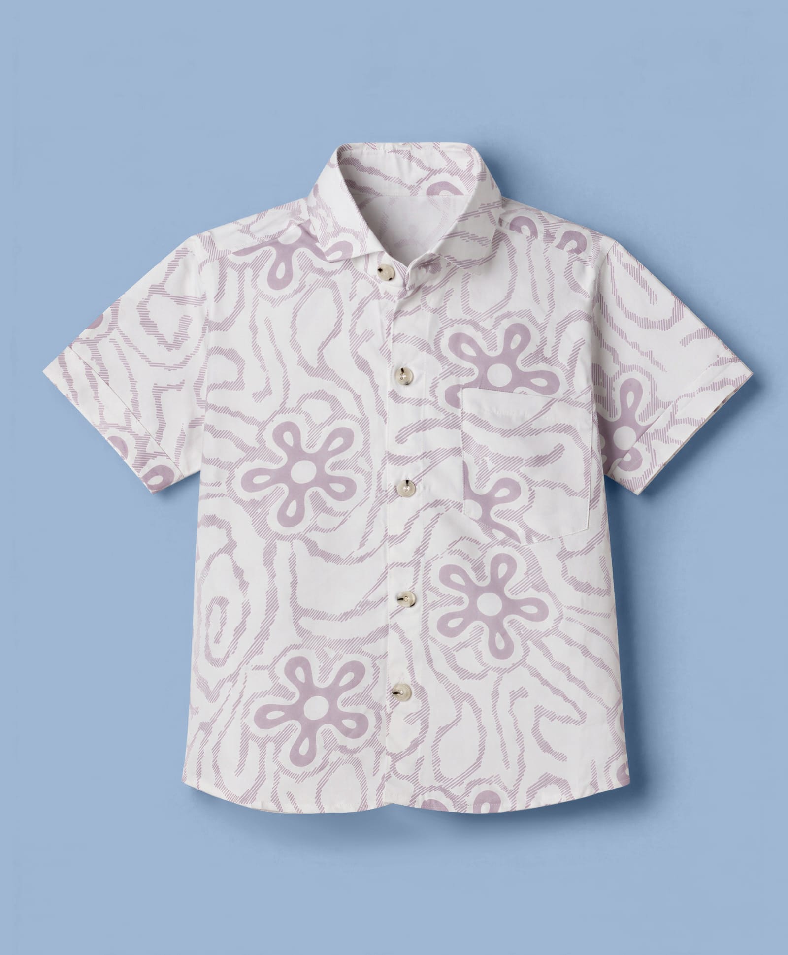 Radutu Cotton Woven Shirt with Half Sleeves and Floral Print in White for 4-5 Years-picture-20