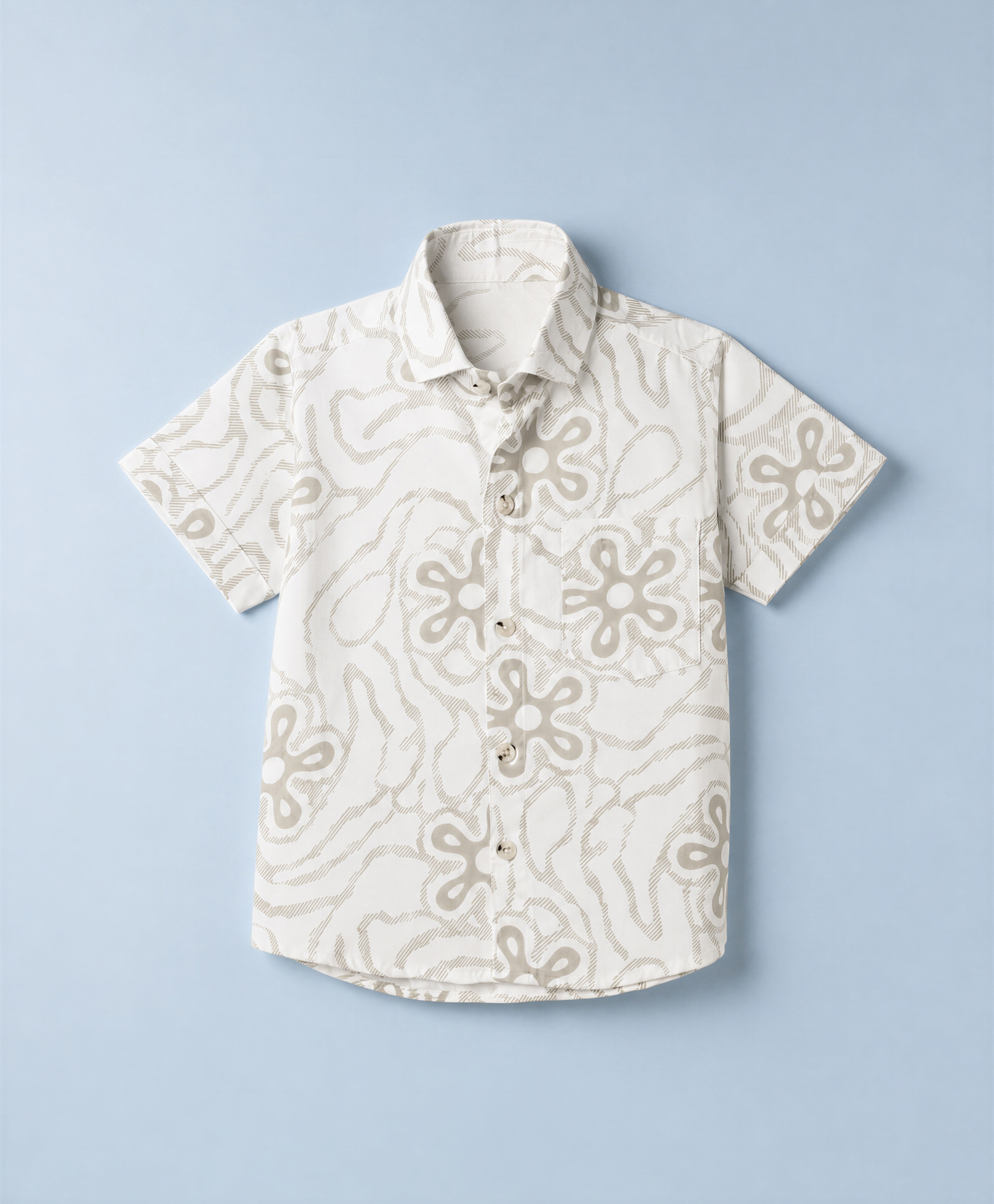 Radutu Cotton Woven Shirt with Half Sleeves and Floral Print in White for 2-3 Years-picture-12