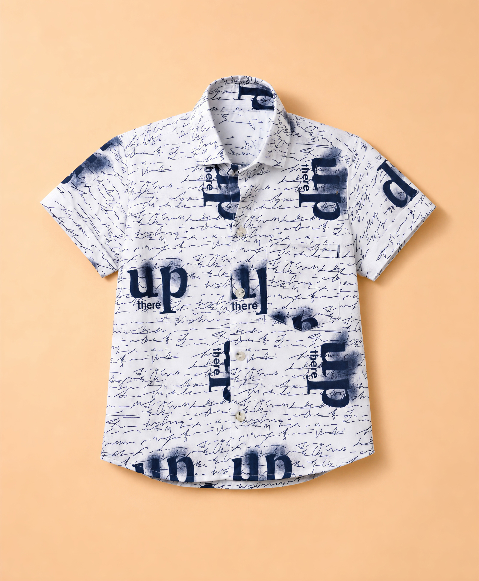Radutu Cotton Woven Shirt with Half Sleeves and Up There Print in White for 2-3 Years-picture-41