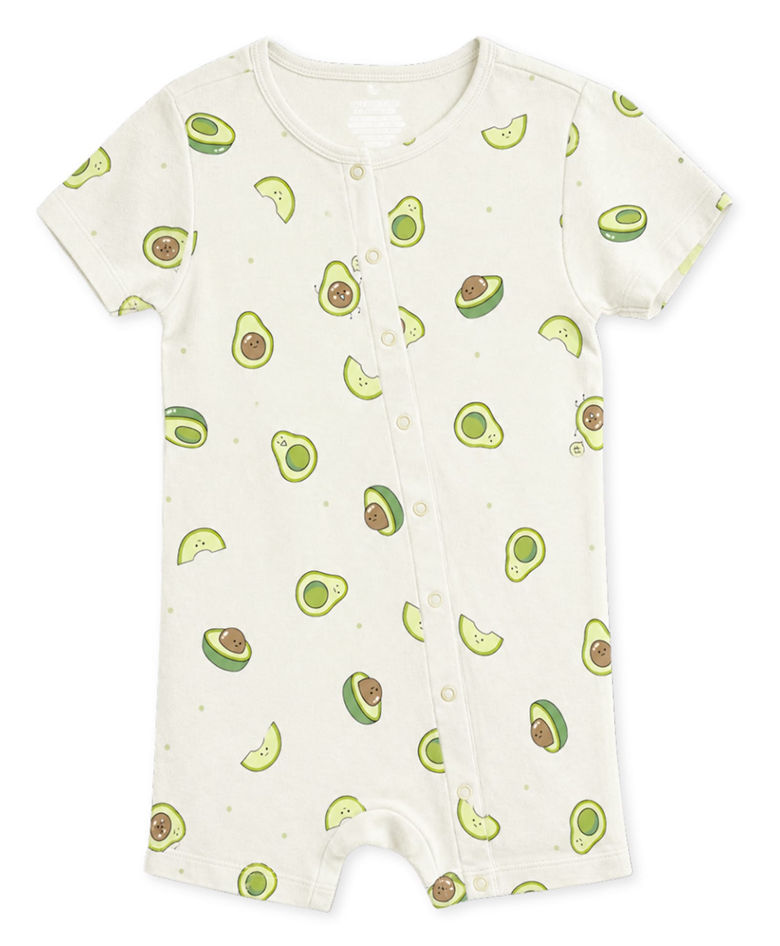 Cocoon Care Bamboo Knit Half Sleeves Avocado Printed Romper - Cream-picture-31