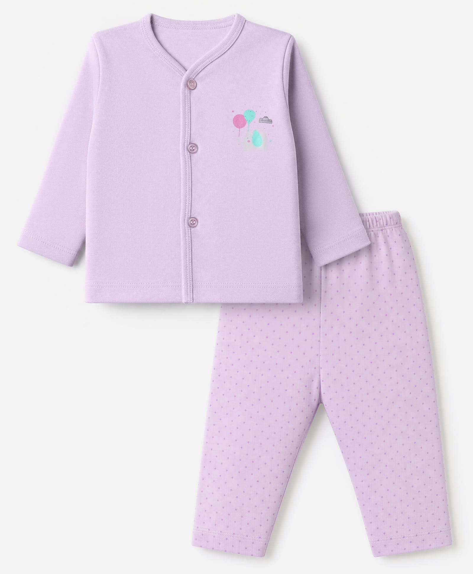 Tango Interlock Knit Full Sleeves T-Shirt & Pyjama Night Suit with Elephant Print - Lilac-image-48