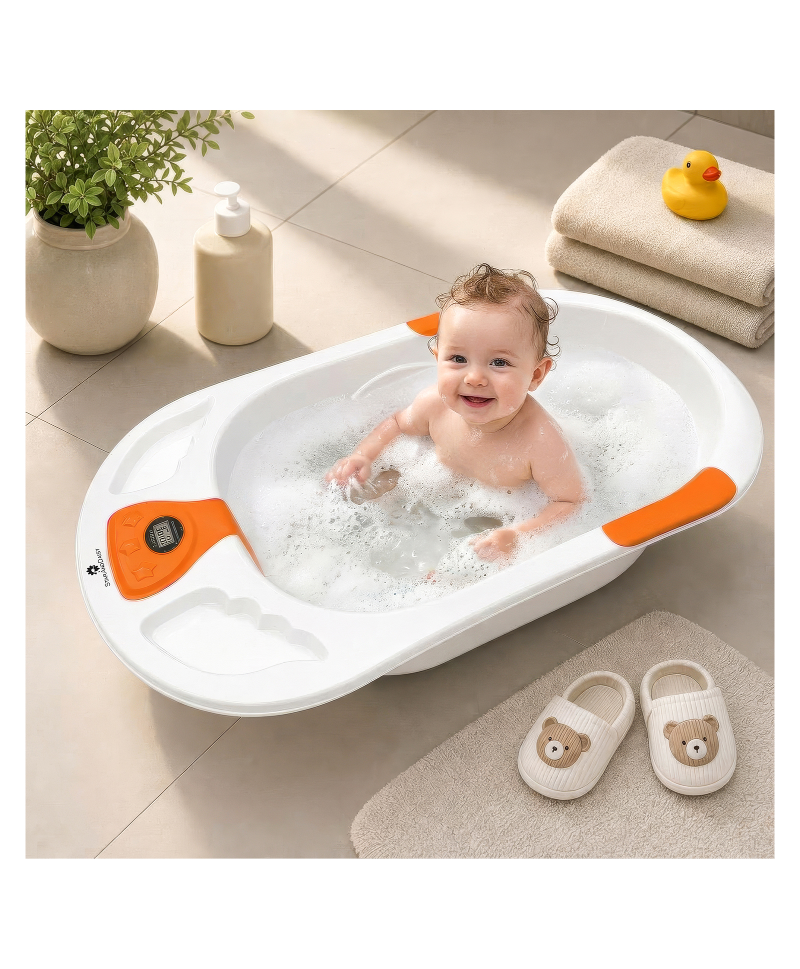 StarAndDaisy Baby Bath Tub for 0 to 5 Years with Temperature Sensing Meter and Anti Skid Legs Baby Bathing Tub for Newborn Toddlers and Kids Safe Comfortable Foldable and Easy to use.-picture-24