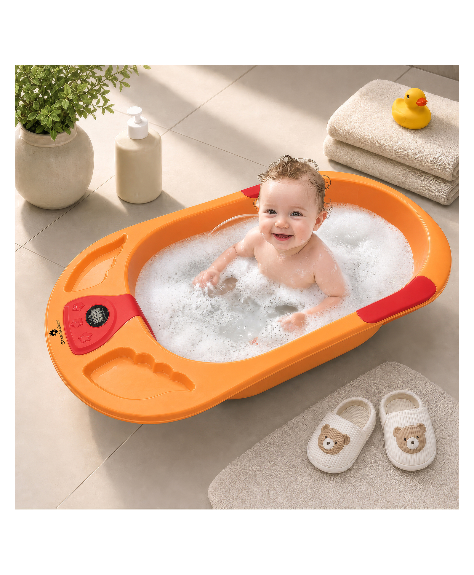 StarAndDaisy Baby Bath Tub for 0 to 5 Years with Temperature Sensing Meter and Anti Skid Legs Baby Bathing Tub for Newborn Toddlers and Kids Safe Comfortable Foldable and Easy to use.-picture-27