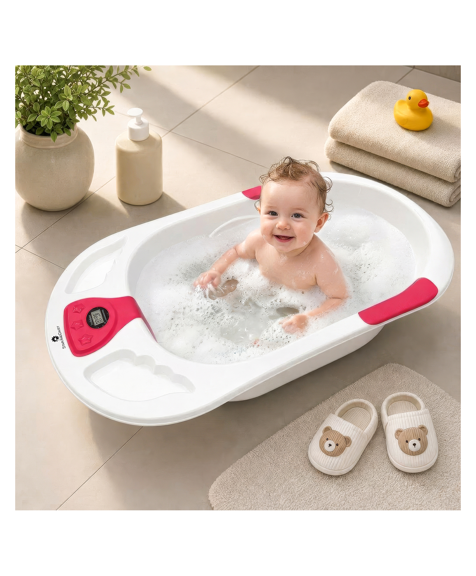 StarAndDaisy Baby Bath Tub for 0 to 5 Years with Temperature Sensing Meter and Anti Skid Legs Baby Bathing Tub for Newborn Toddlers and Kids Safe Comfortable Foldable and Easy to use.-picture-10