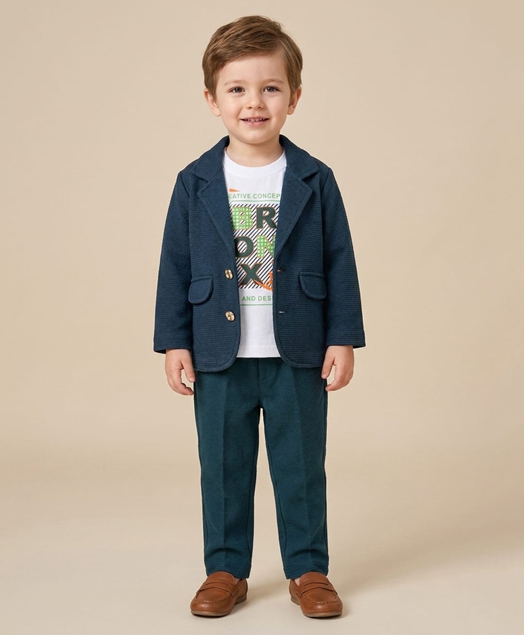 Rikidoos Embosis Hosiery Woven Full Sleeves Blazer With T-Shirt & Pant - Teal Blue-image-20