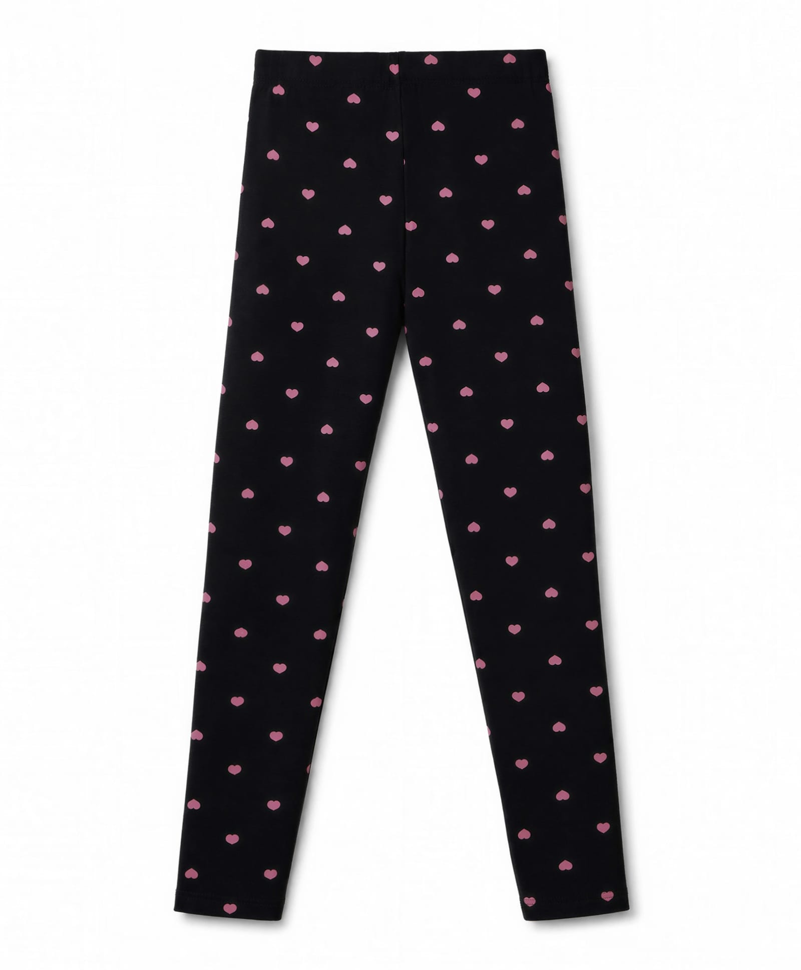Pine Kids Cotton Lycra Knit Full Length Hearts Printed Leggings - Black-image-33