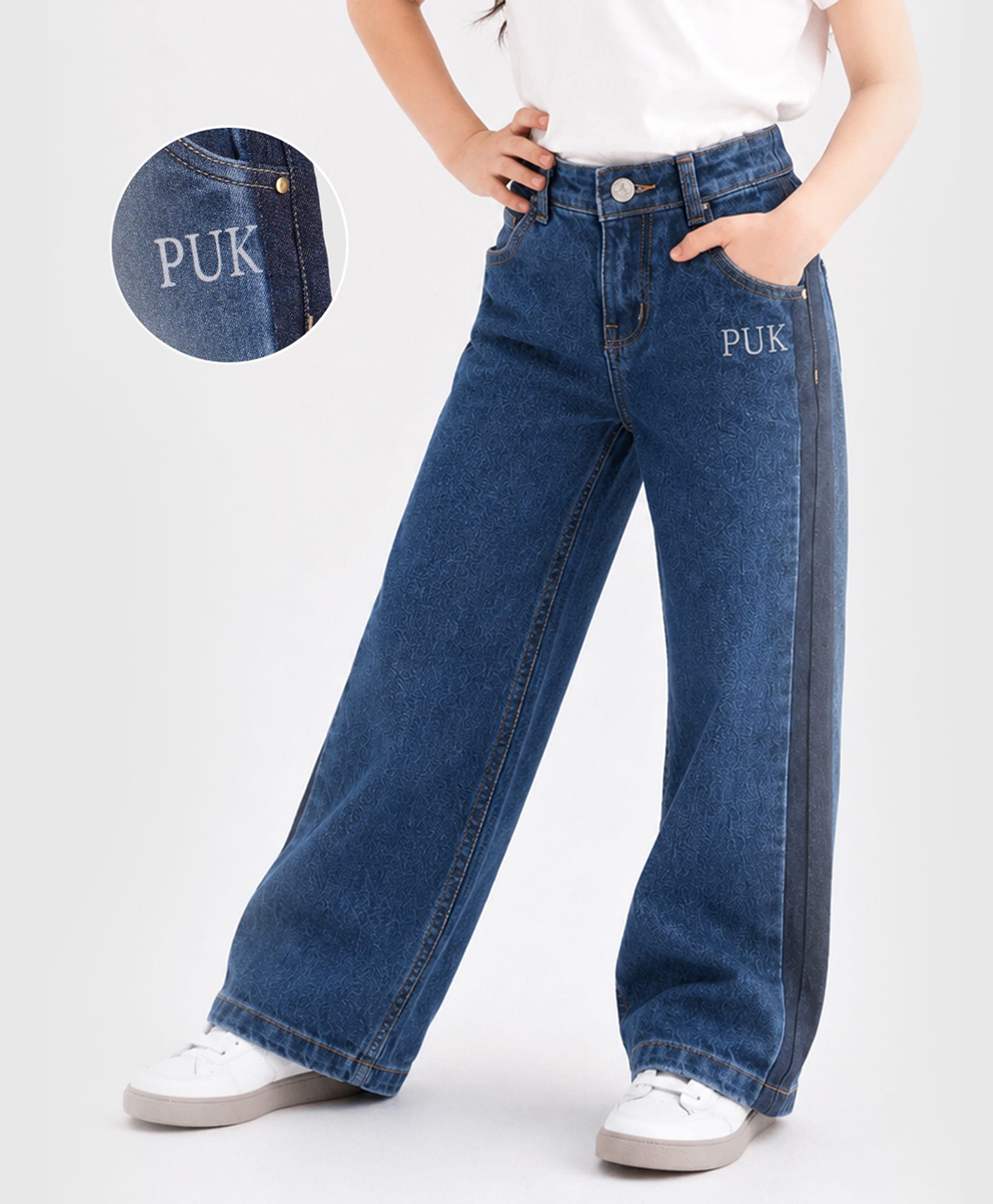 PURPLE UNITED KIDS Denim Woven Brand Name Printed Washed Jeans - Blue-picture-15