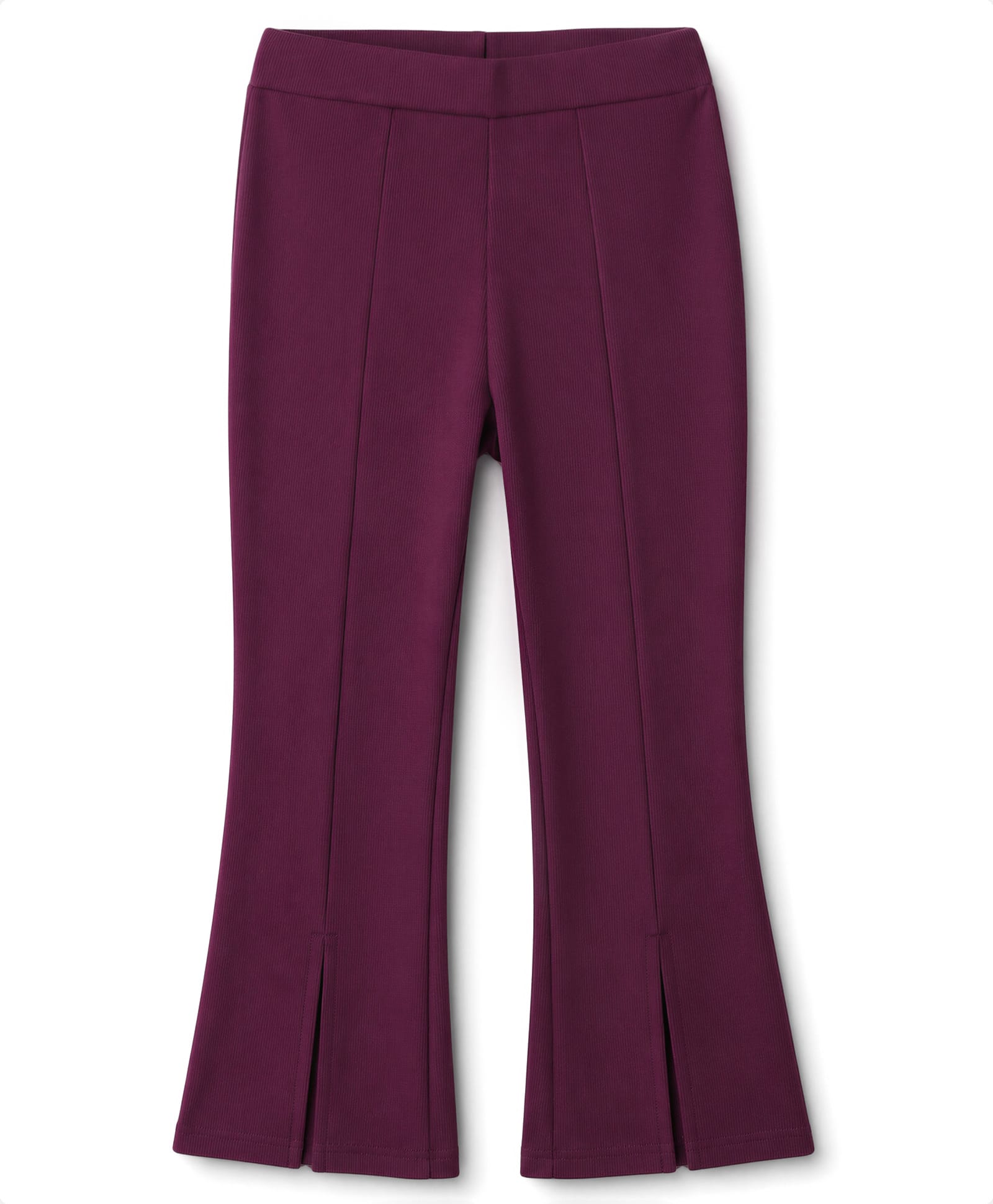 Pine Kids Cotton Lycra Knit Full Length Solid Flared Leggings - Wine-picture-31