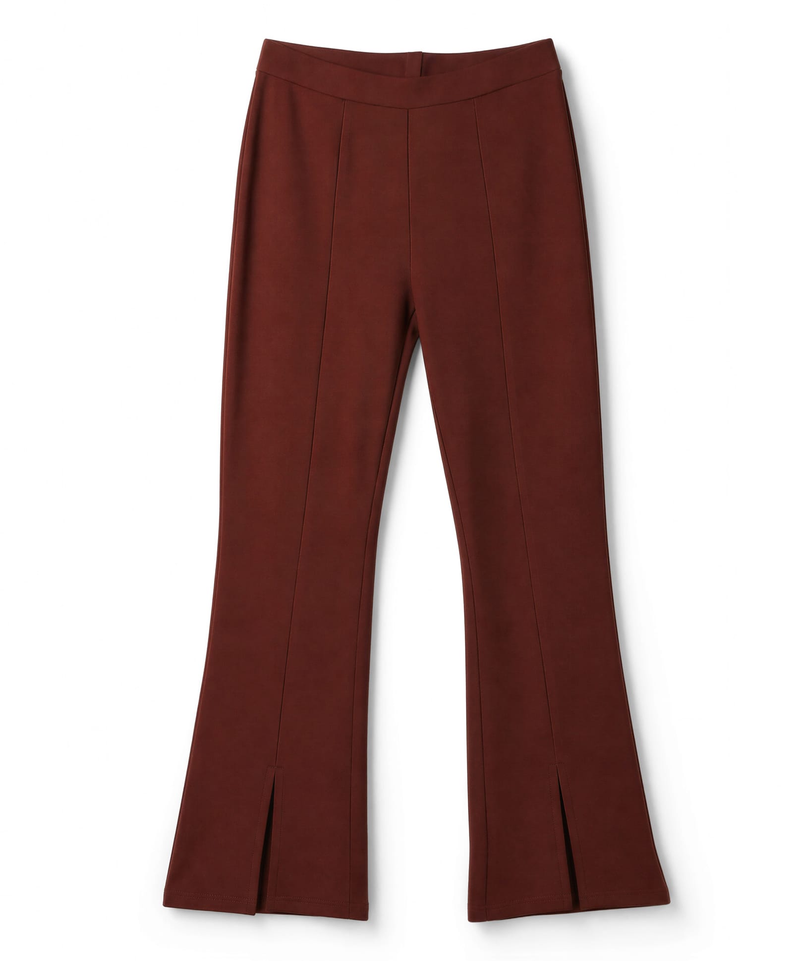 Pine Kids Cotton Lycra Knit Full Length Solid Flared Leggings - Brown-image-25
