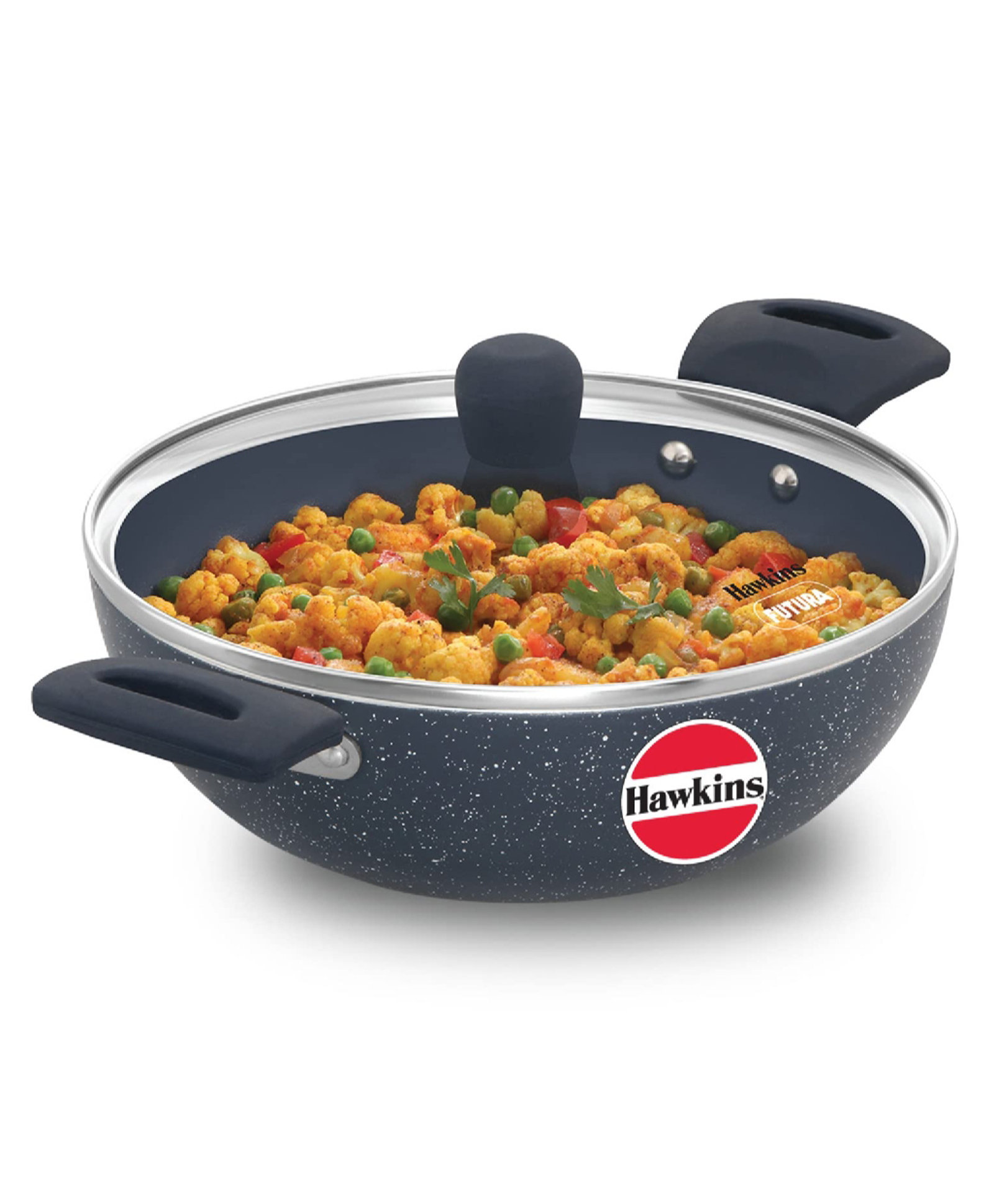 Hawkins Ceramic Nonstick 2.5 Litre Deep Kadhai Induction Deep Fry Pan with Glass Lid Granite Kadai - Black-image-16