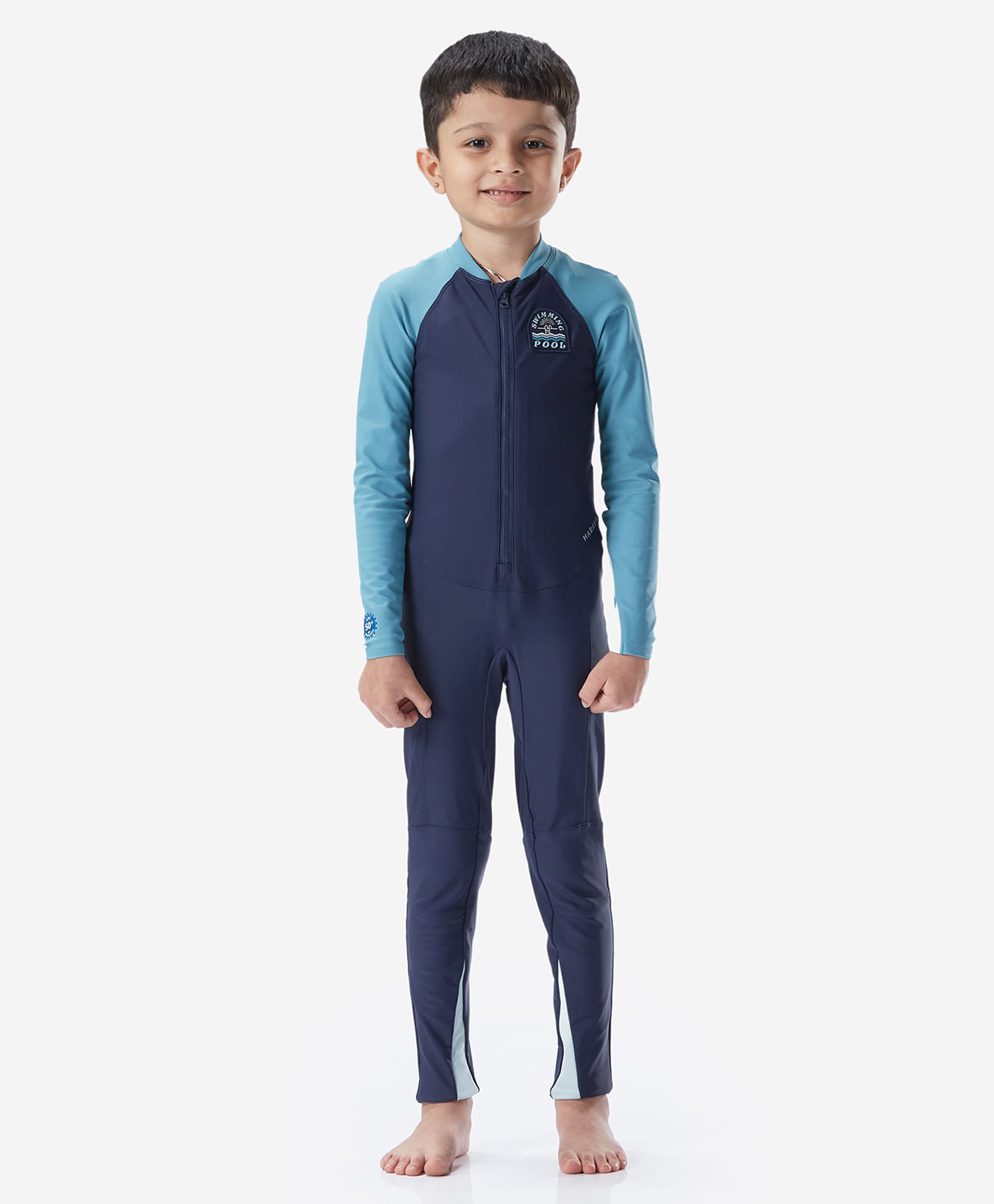 DECATHLON Full Sleeves Solid Legged Swimsuit - Blue-image-31