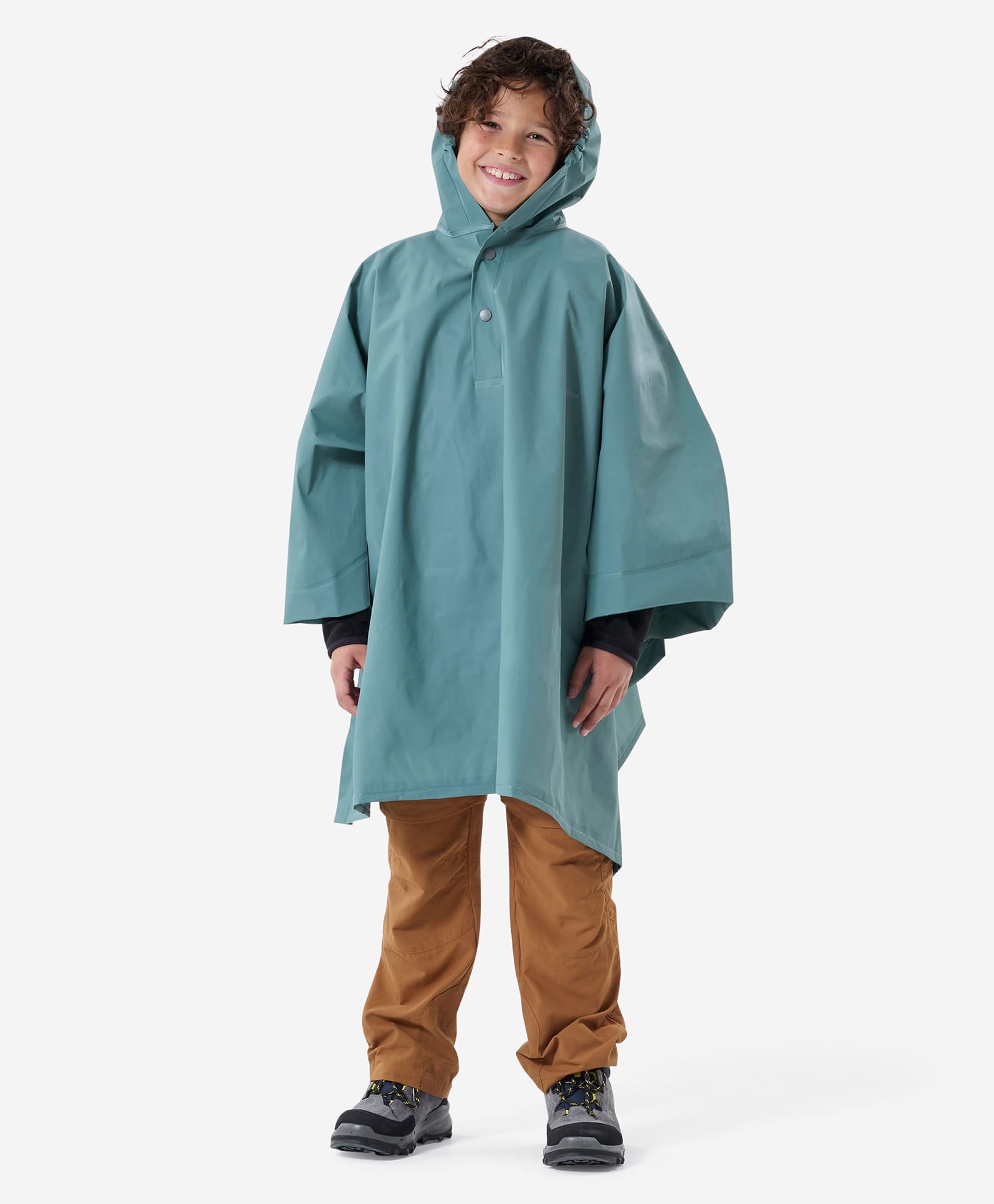 DECATHLON Solid Hooded Raincoat - Green-image-44