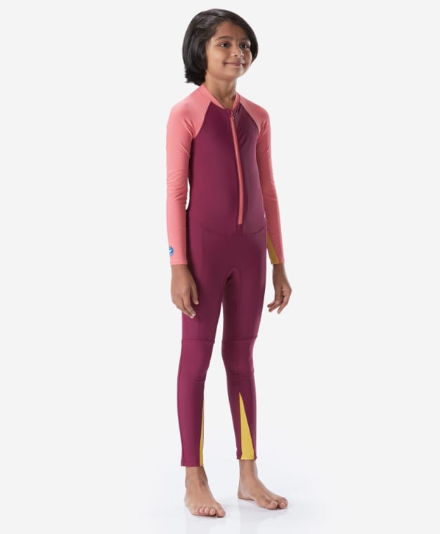 DECATHLON Combiswim 100 Full Sleeves Colour Blocked Swimsuit - Pink-picture-23