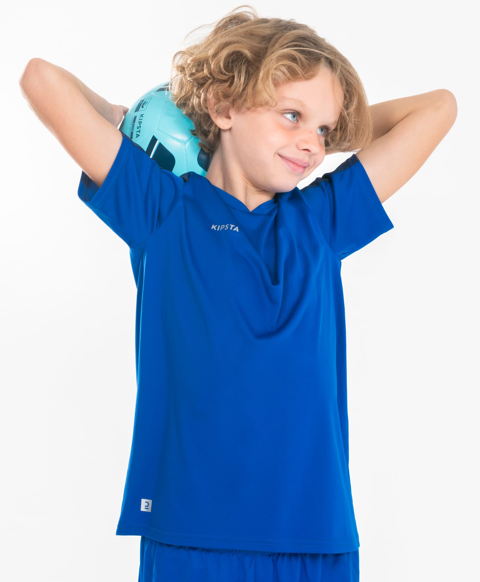 DECATHLON Kipsta Knit Half Sleeves Colour Blocked Brand Logo Printed Tee - Blue-picture-14