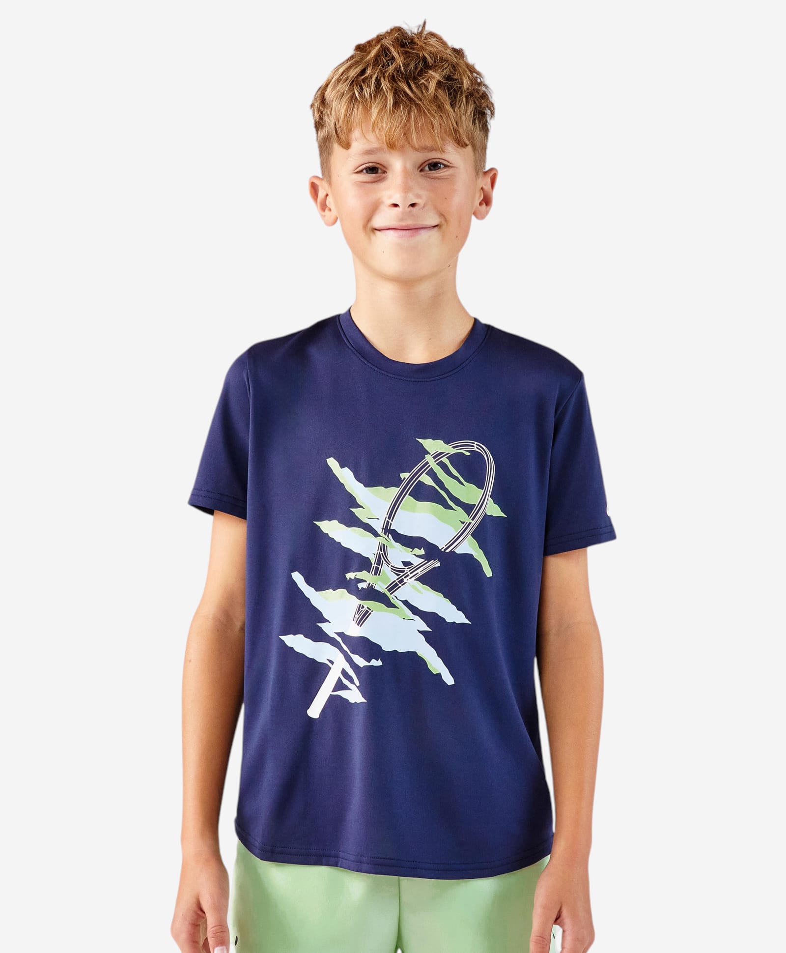 DECATHLON Knit Half Sleeves Abstract & Tennis Racket Printed Tee - Navy Blue-image-16