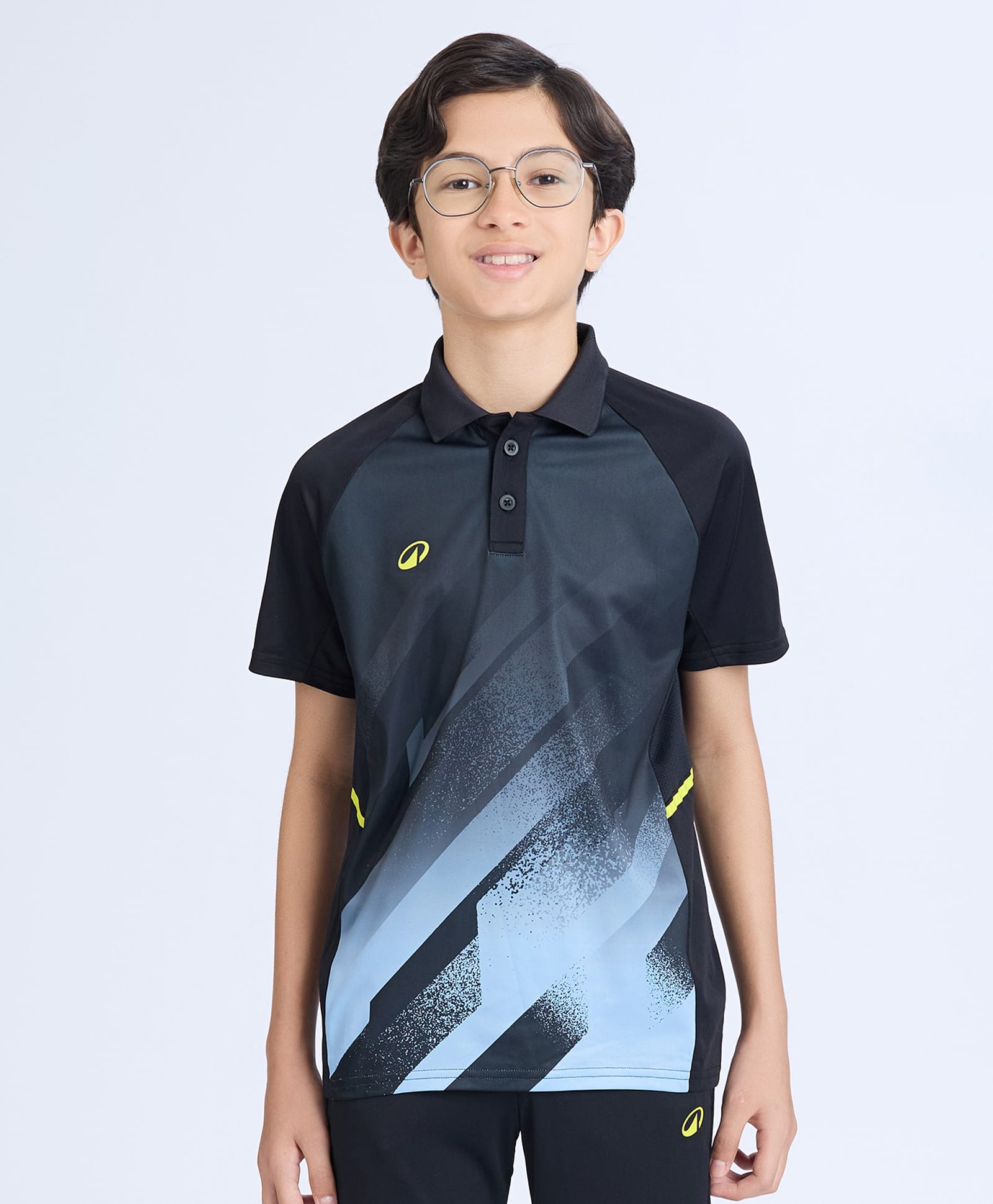 DECATHLON Knit Half Sleeves Abstract Printed Polo Tee - Black-picture-22