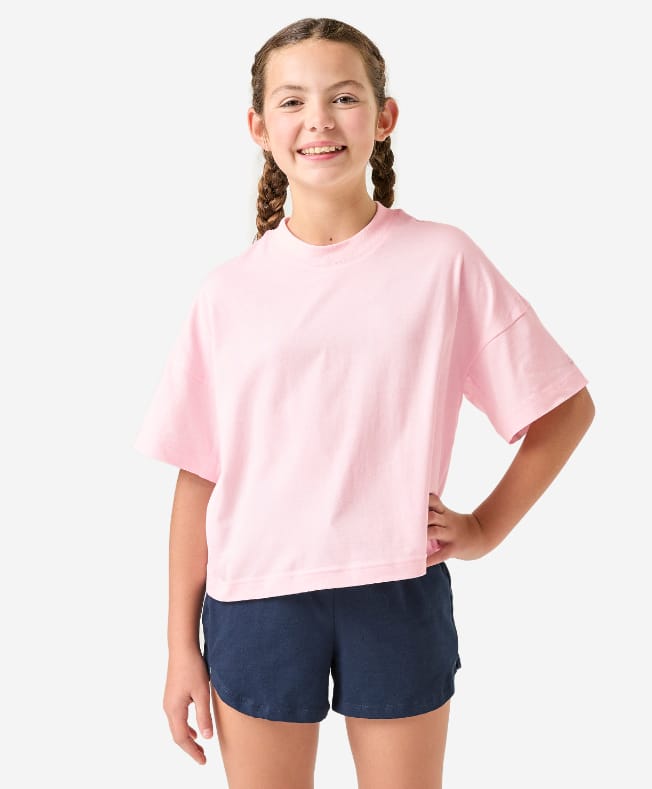 DECATHLON Cotton Knit Half Sleeves Solid Tee - Pink-picture-10