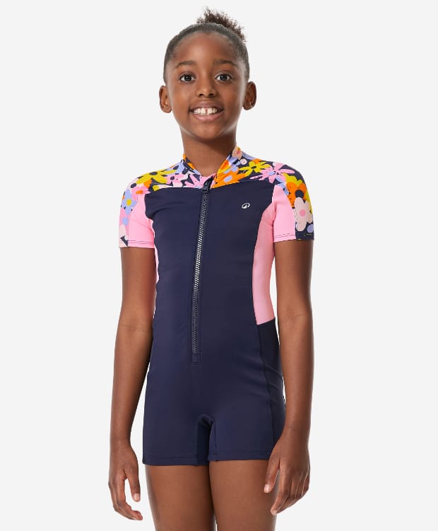 DECATHLON Half Sleeves Colour Blocked Legged Swimsuit - Navy Blue-image-42