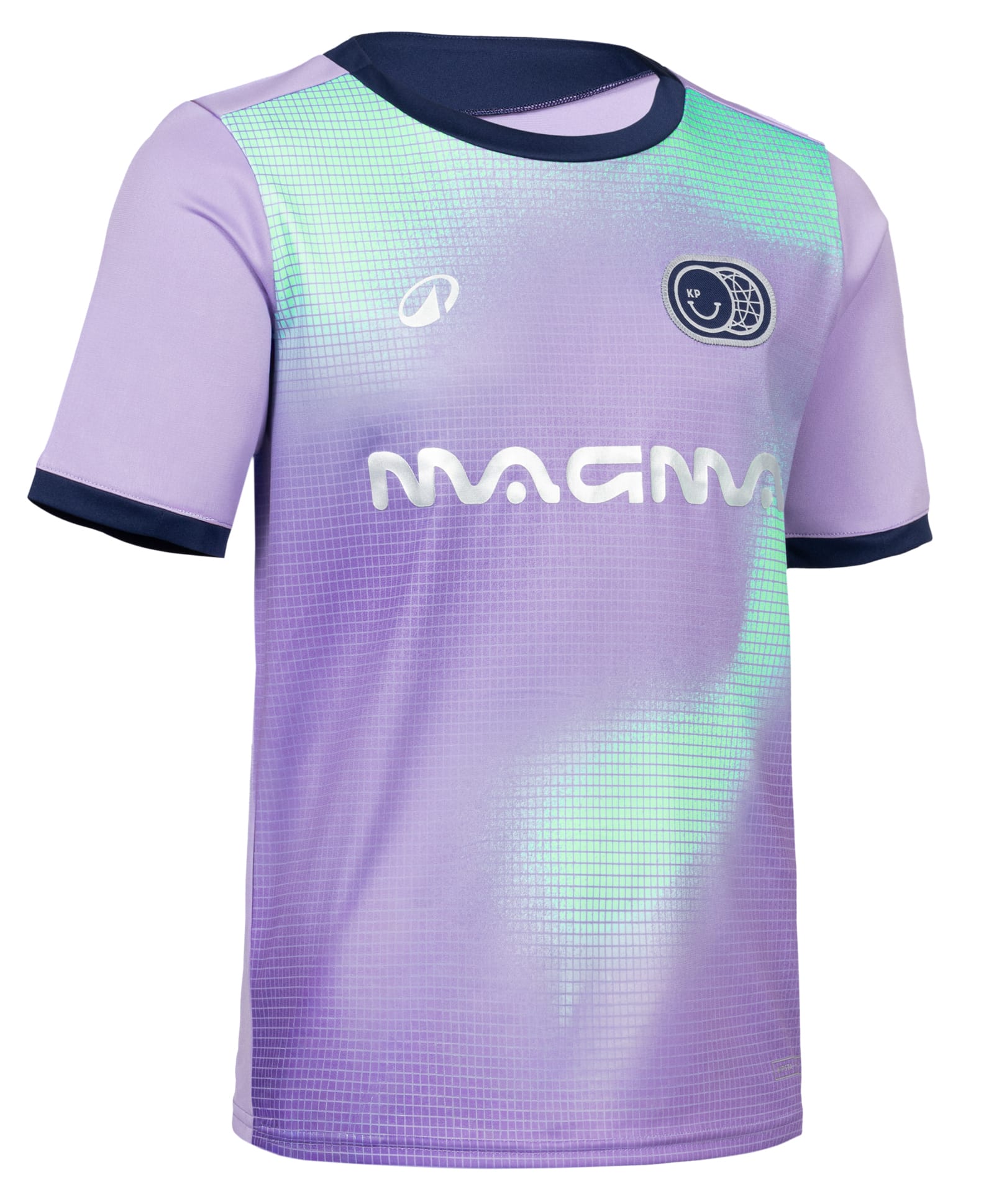 DECATHLON Knit Half Sleeves Checked & Magma Text Printed Tee - Purple-picture-17