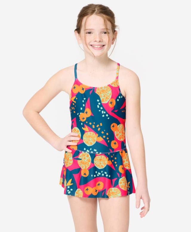DECATHLON Sleeveless Abstract Printed V Cut Swimsuit - Multi Colour-picture-22