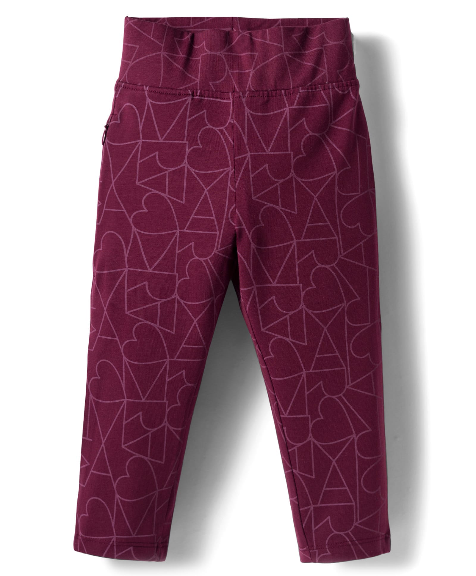 Doreme Sinker Knit Full Length Hearts Printed Leggings - Burgandy-picture-18