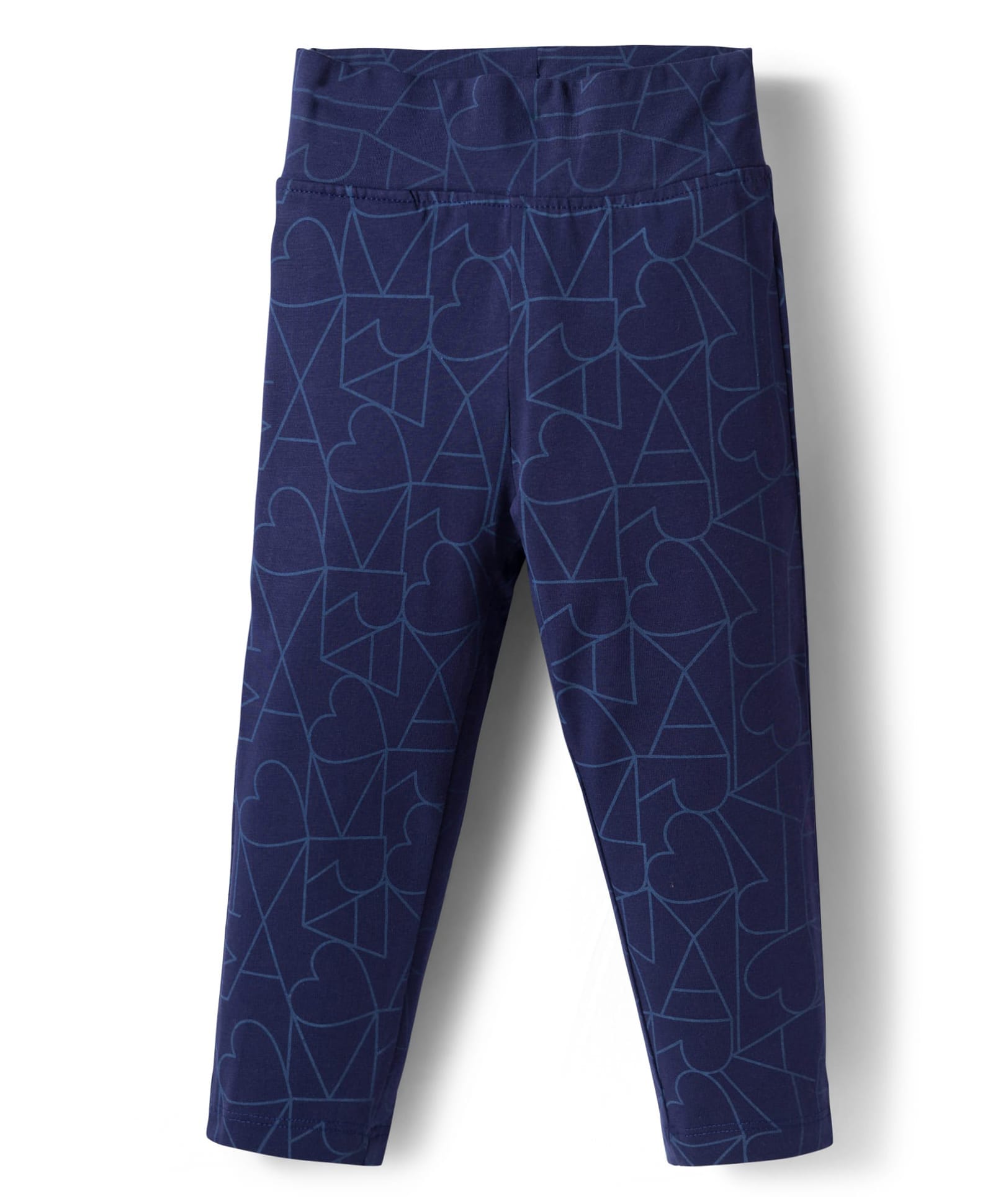 Doreme Sinker Knit Full Length Hearts Printed Leggings - Navy Blue-image-41