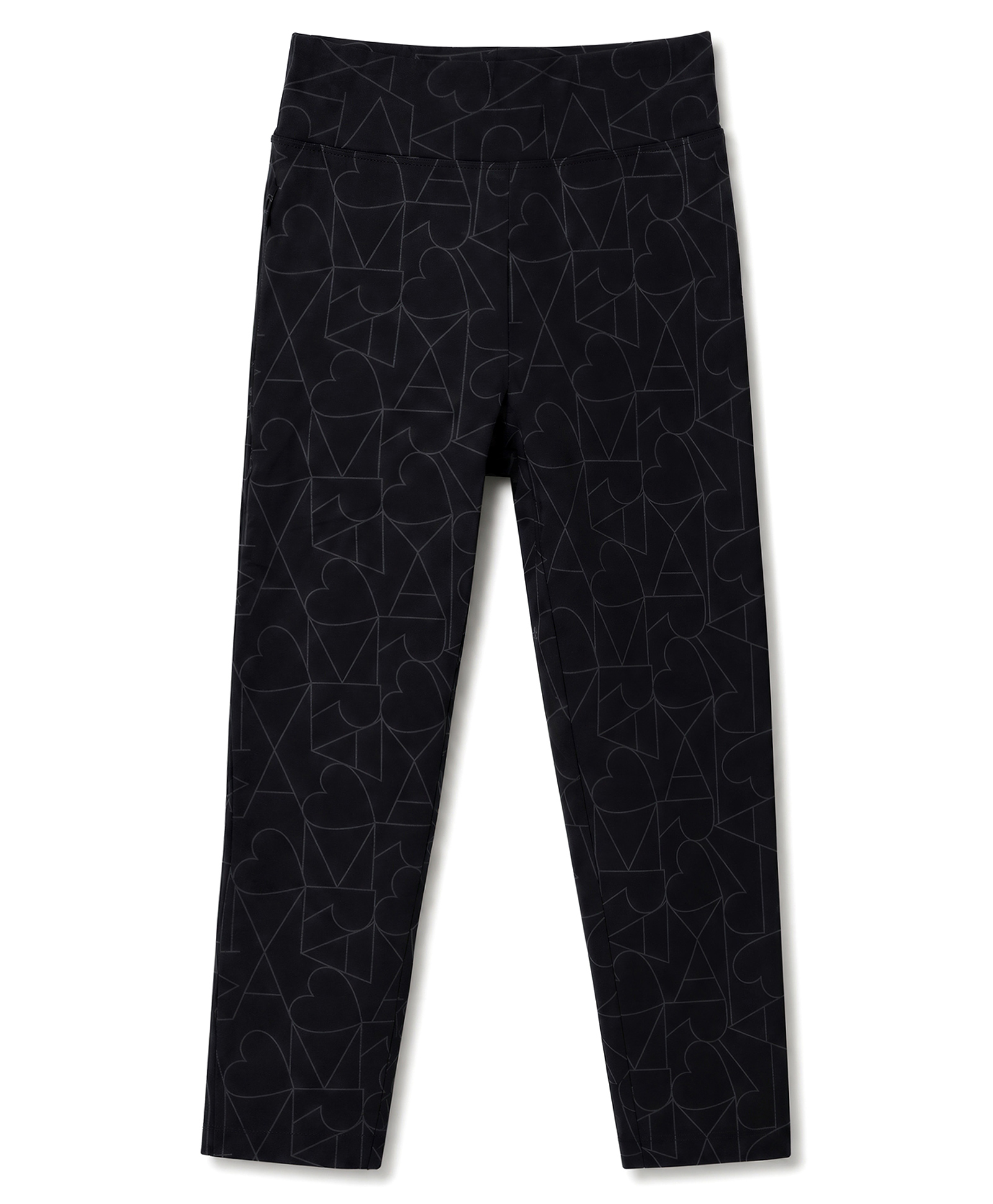 Doreme Sinker Knit Full Length Hearts Printed Leggings - Black-image-21