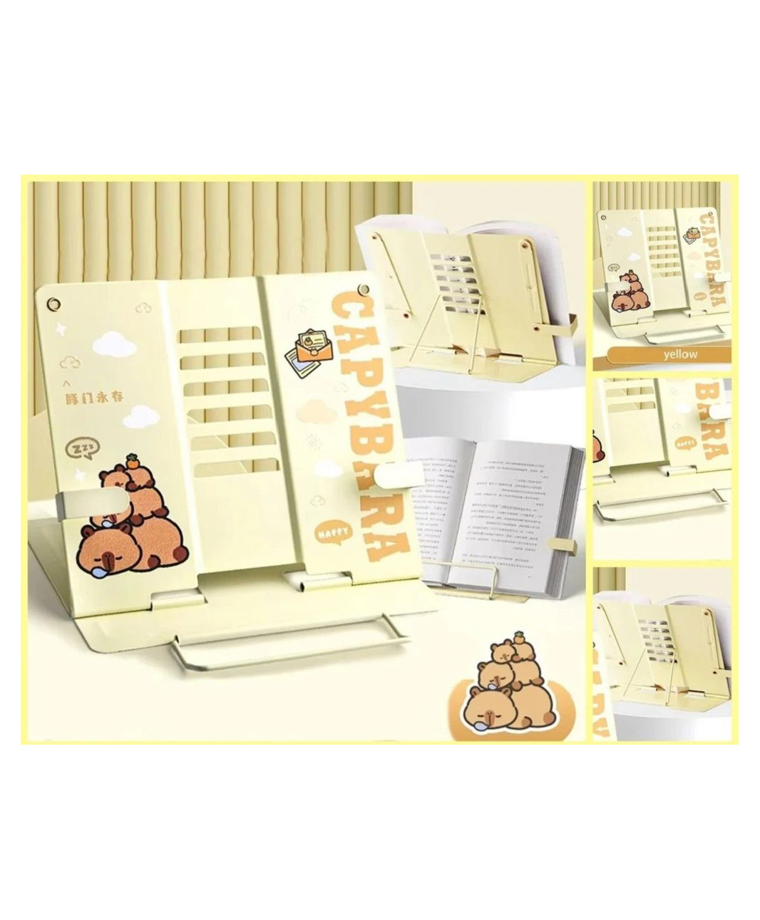 Sanjary Kids Capybara Adjustable Metal Book Stand Portable Reading Holder Study Desk Book Support for Learning and Homework Activities color design may vary-image-25