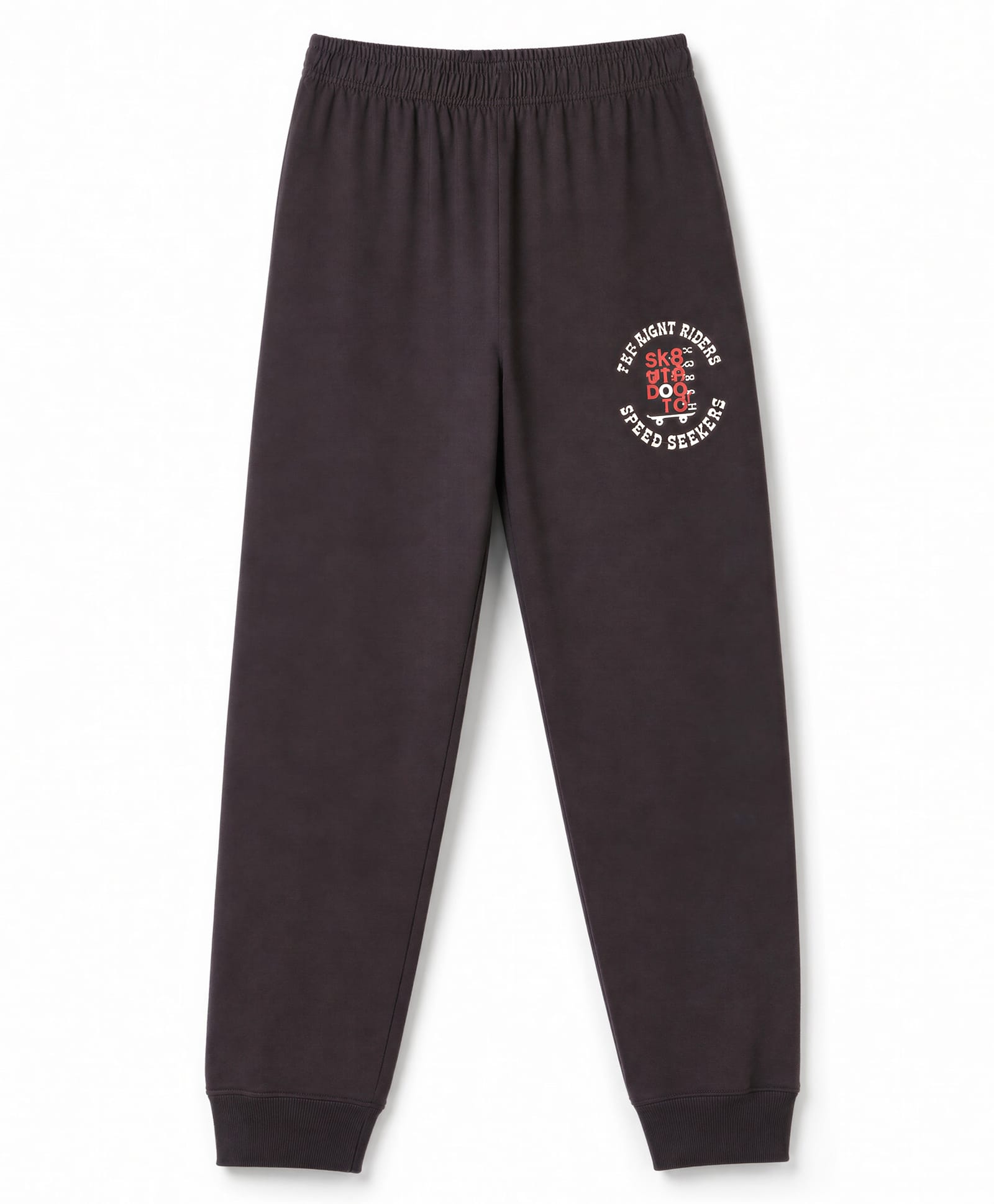 Doreme Sinker Knit Full Length Text Printed Lounge Pant - Charcoal Grey-image-33