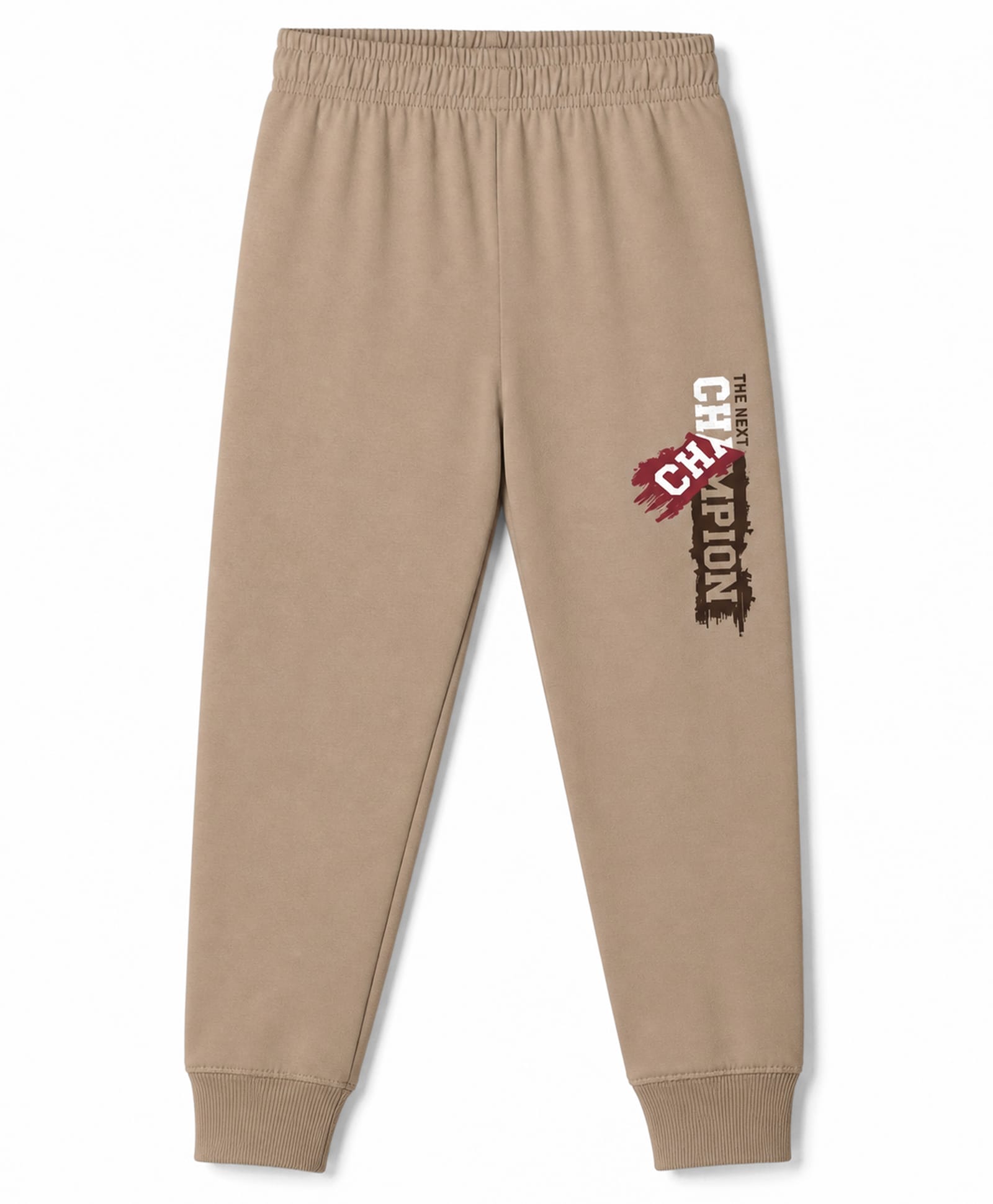 Doreme Sinker Knit Full Length Lounge Pants With Champion Text Print - Biege-picture-10