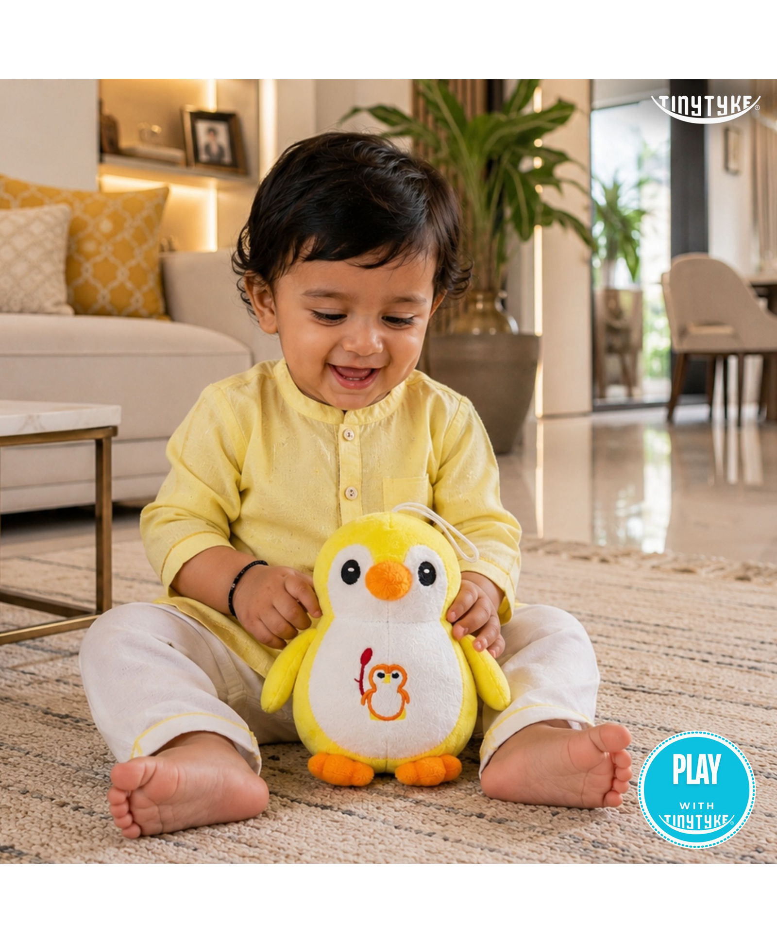 TinyTyke 17 cm Plush Baby Penguin Soft Toy | Sunshine Yellow-image-14